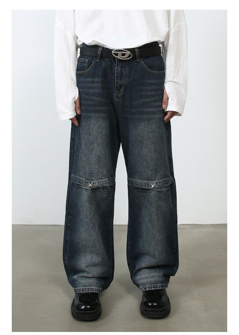 Japanese Brand × Jean Distressed washed open-leg straight-leg denim trousers Size US 32 / EU 48 - 3 Thumbnail