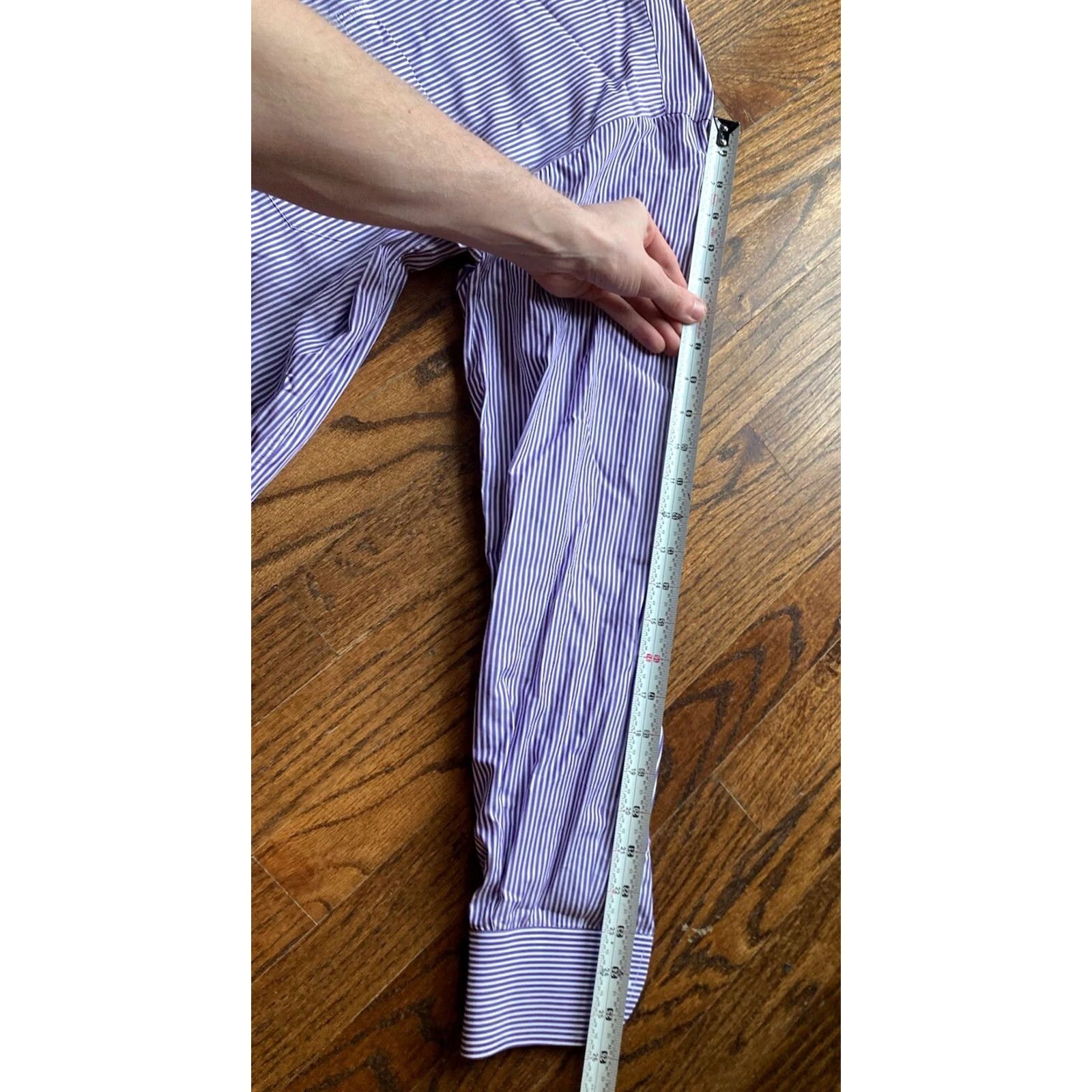 Vintage LUCIANO BARBERA Mens Large Striped Dress Shirt Purple Made In Italy Cotton Size 42R - 7 Thumbnail