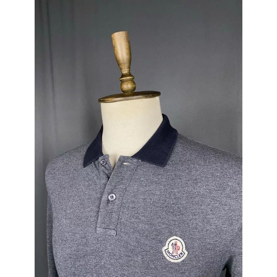 Moncler Moncler Maglia Men's Gray Collared Polo Longsleeve Sweater S Size US M / EU 48-50 / 2 - 6 Thumbnail