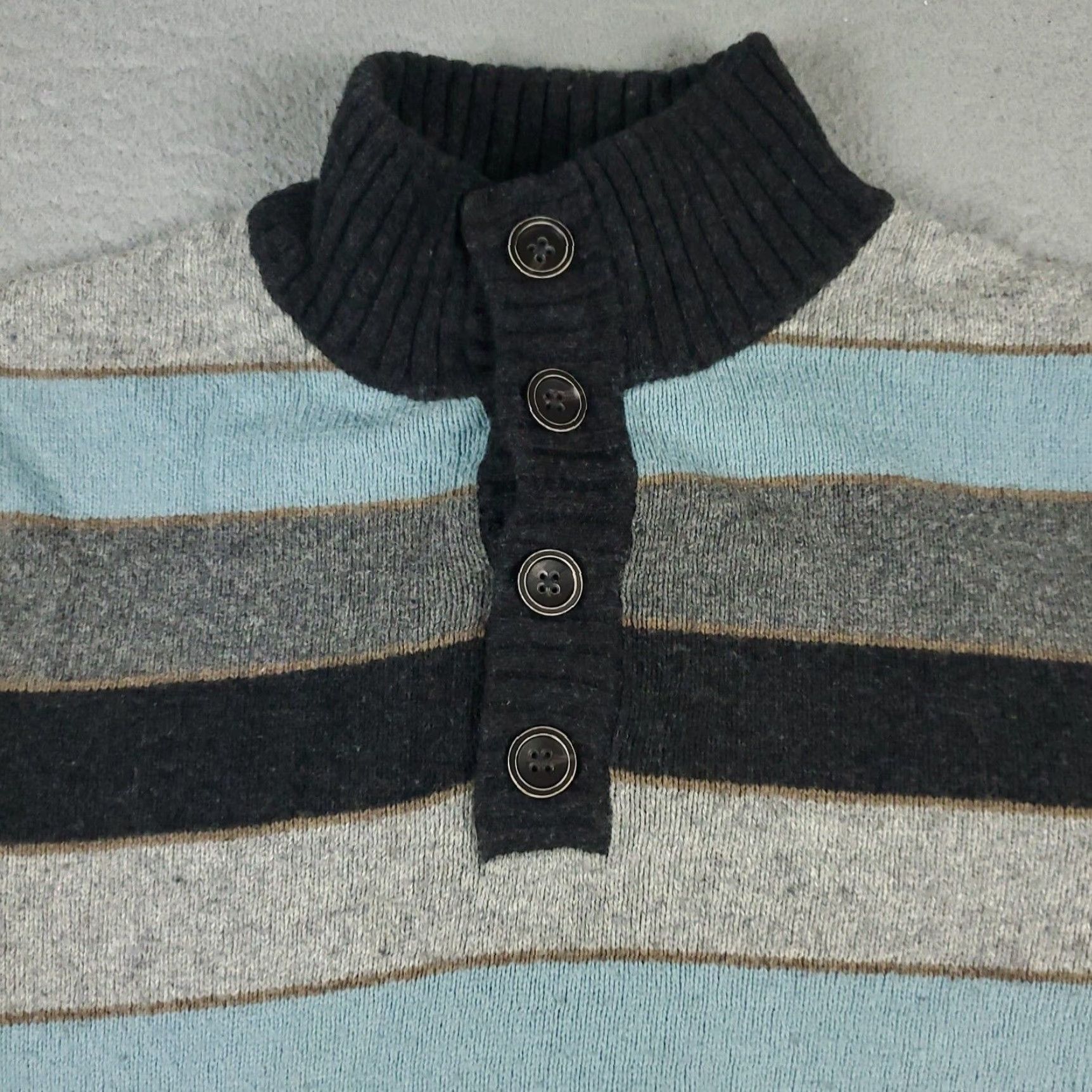 Banana Republic Banana Republic Mens Medium Gray Striped Pullover Sweater Size US M / EU 48-50 / 2 - 2 Thumbnail