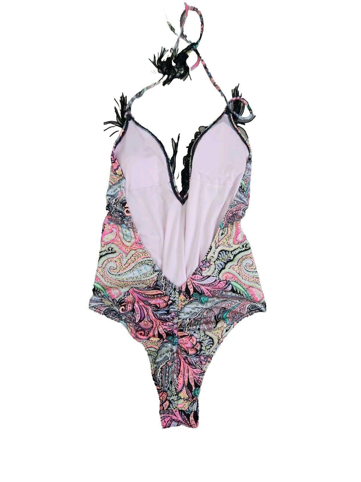 Designer Victoria Secret Swimsuit One Piece Small Paisley Fringe Size ONE SIZE - 2 Thumbnail