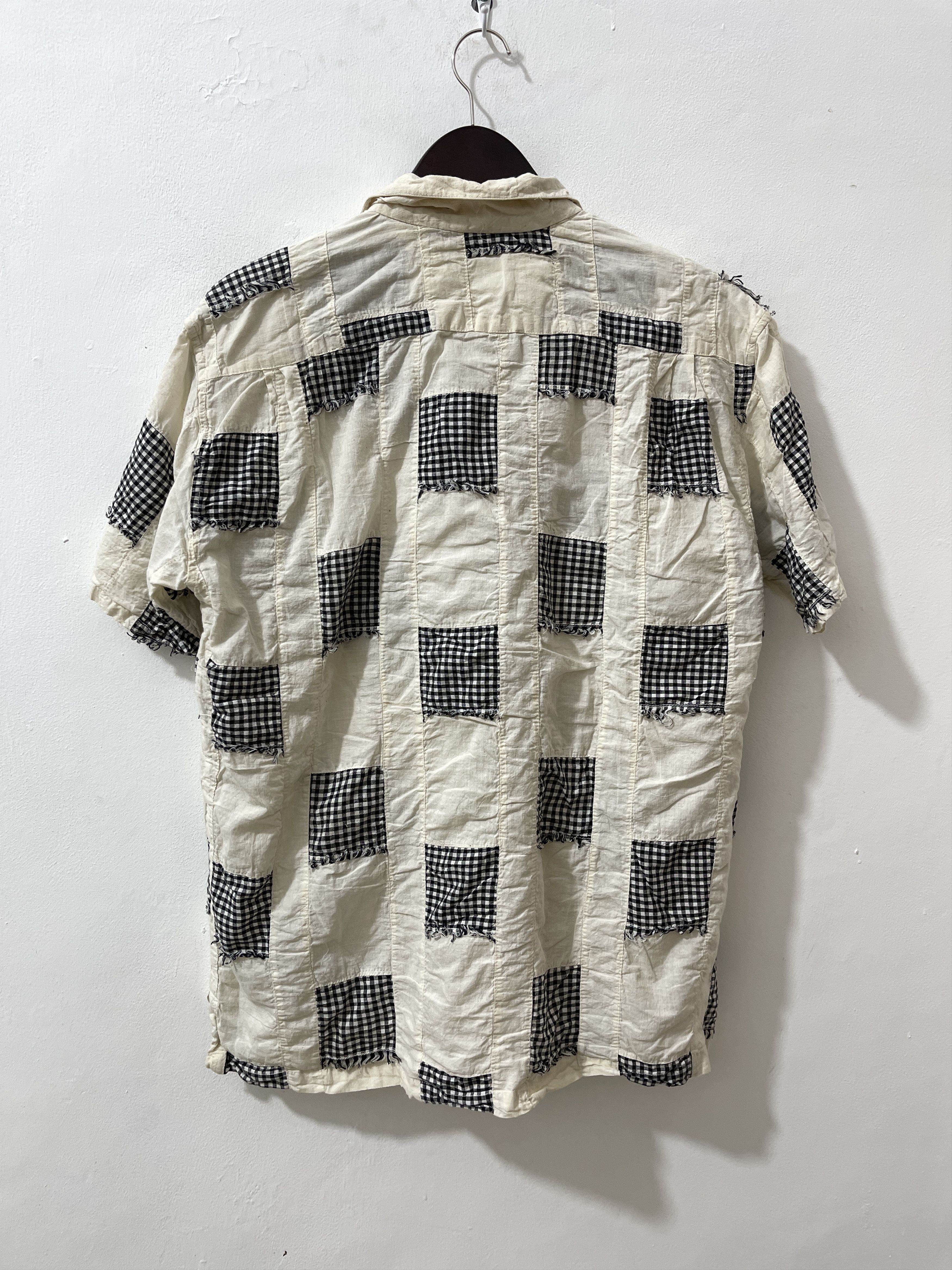Vintage Thrashed Japan Crazy Patchwork Art Check Shirts Size US L / EU 52-54 / 3 - 7 Thumbnail