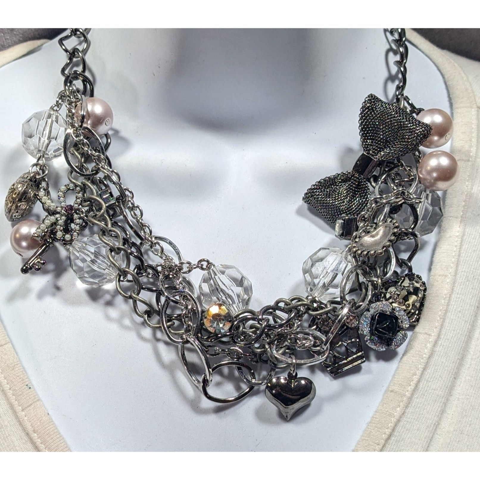 Other Coquette Glam Torsade Charm Silver Tone Necklace Size ONE SIZE - 7 Thumbnail