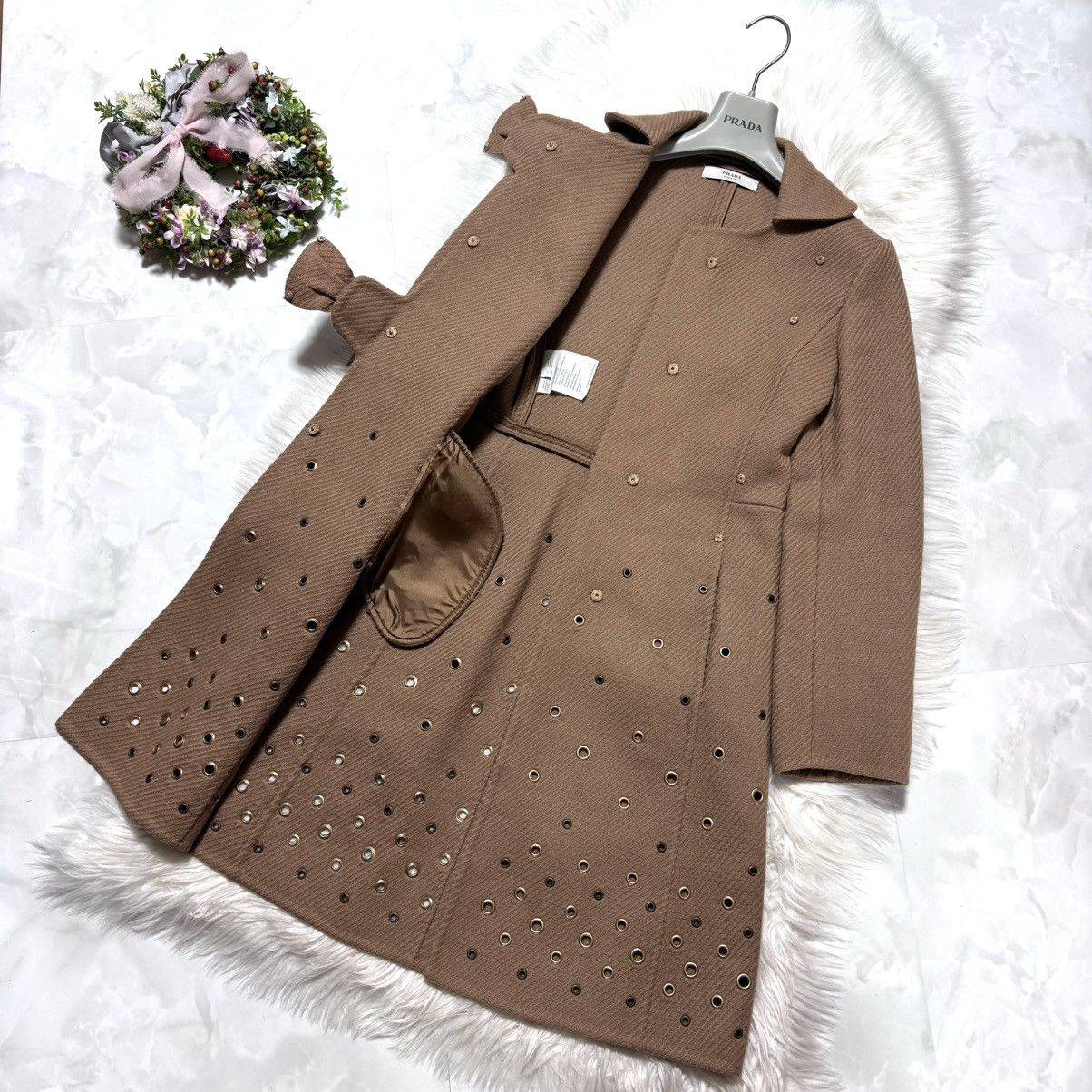 Prada e Prada Runway Coat with Eyelet Studs and Ribbon, Size 38 Size XS / US 0-2 / IT 36-38 - 9 Thumbnail