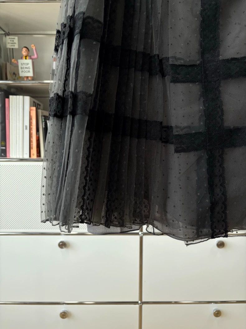 Dior Dior Black polka dot lace stitching plaid skirt with belt Size 25" / US 0 / IT 36 - 5 Thumbnail