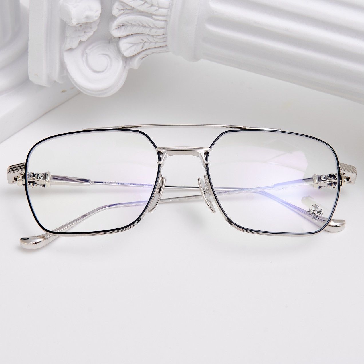 Chrome Hearts CHROME HEARTS MAGNUM II MATTE BLACK/SHINY SILVER GLASSES Size ONE SIZE - 6 Thumbnail