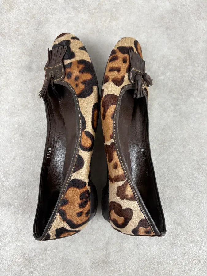 Gucci 2000s Gucci Leopard Print Pony Hair Slip On Ballet Flats Size US 7 / IT 37 - 4 Thumbnail