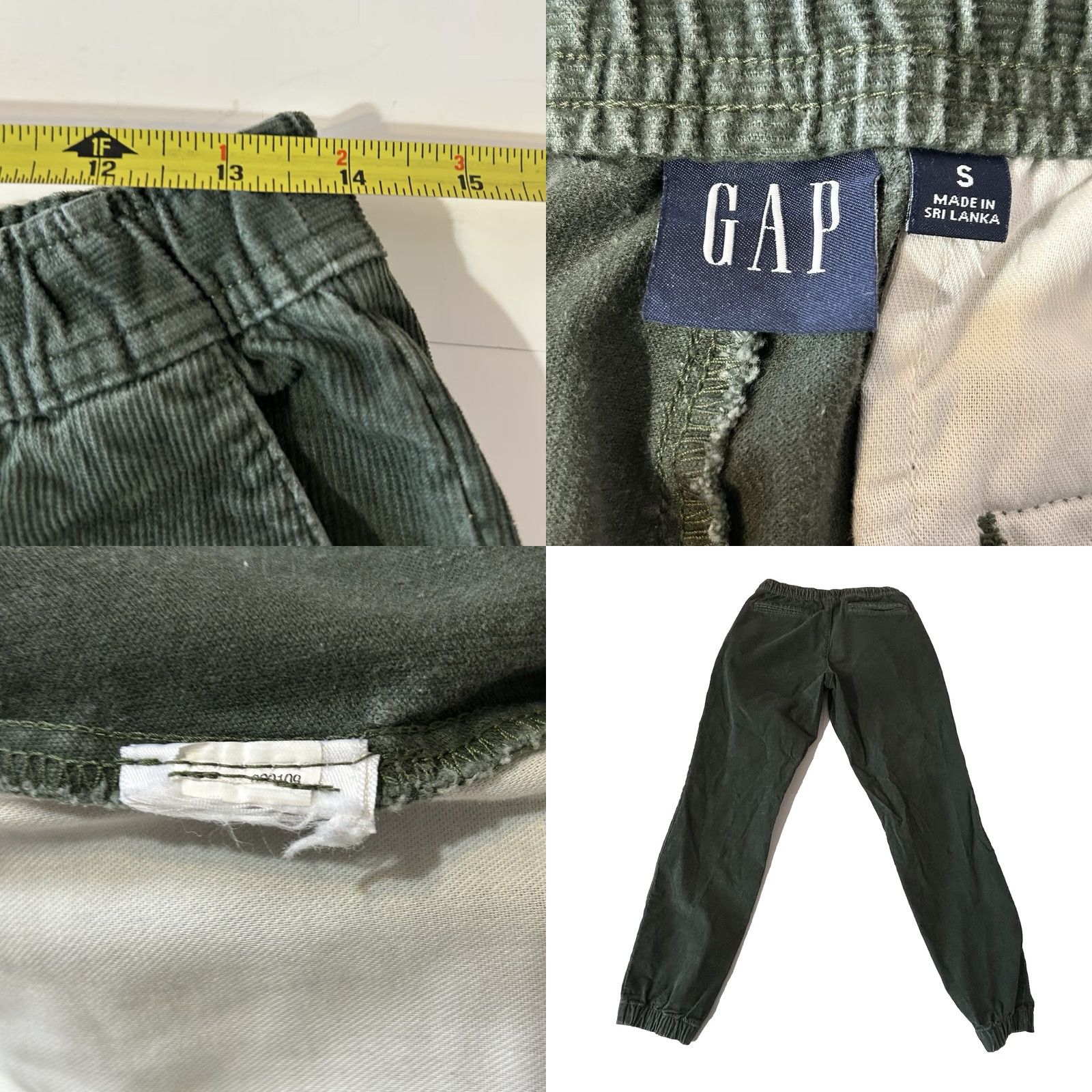 Gap Gap Corduroy Pants Women Small Green Drawstring Elastic Waist Pockets Modern 28in Inseam Size 28" / US 6 / IT 42 - 9 Thumbnail