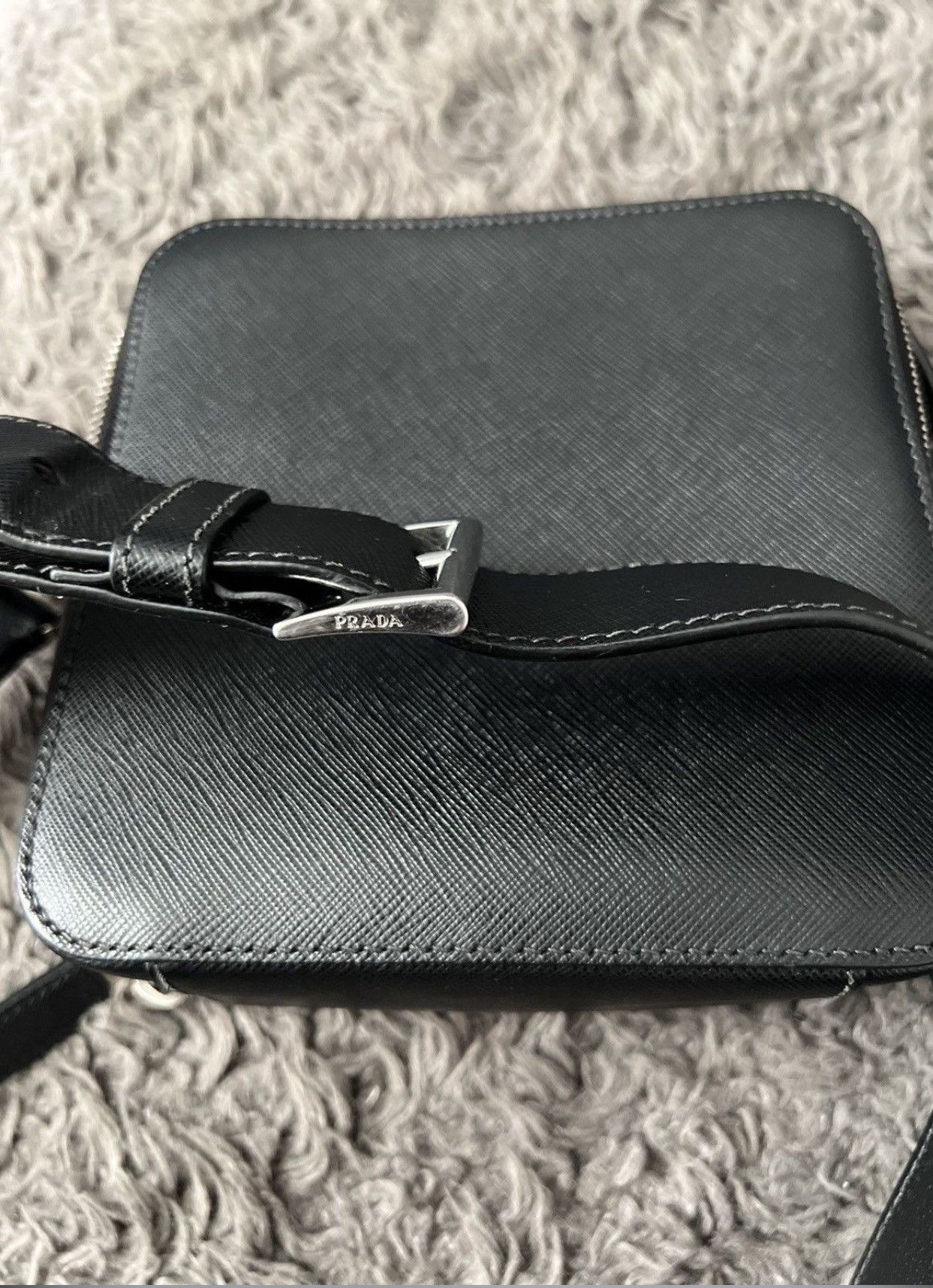 Prada Prada Black Logo Saffano Leather Cross Body Bag Size ONE SIZE - 14 Thumbnail
