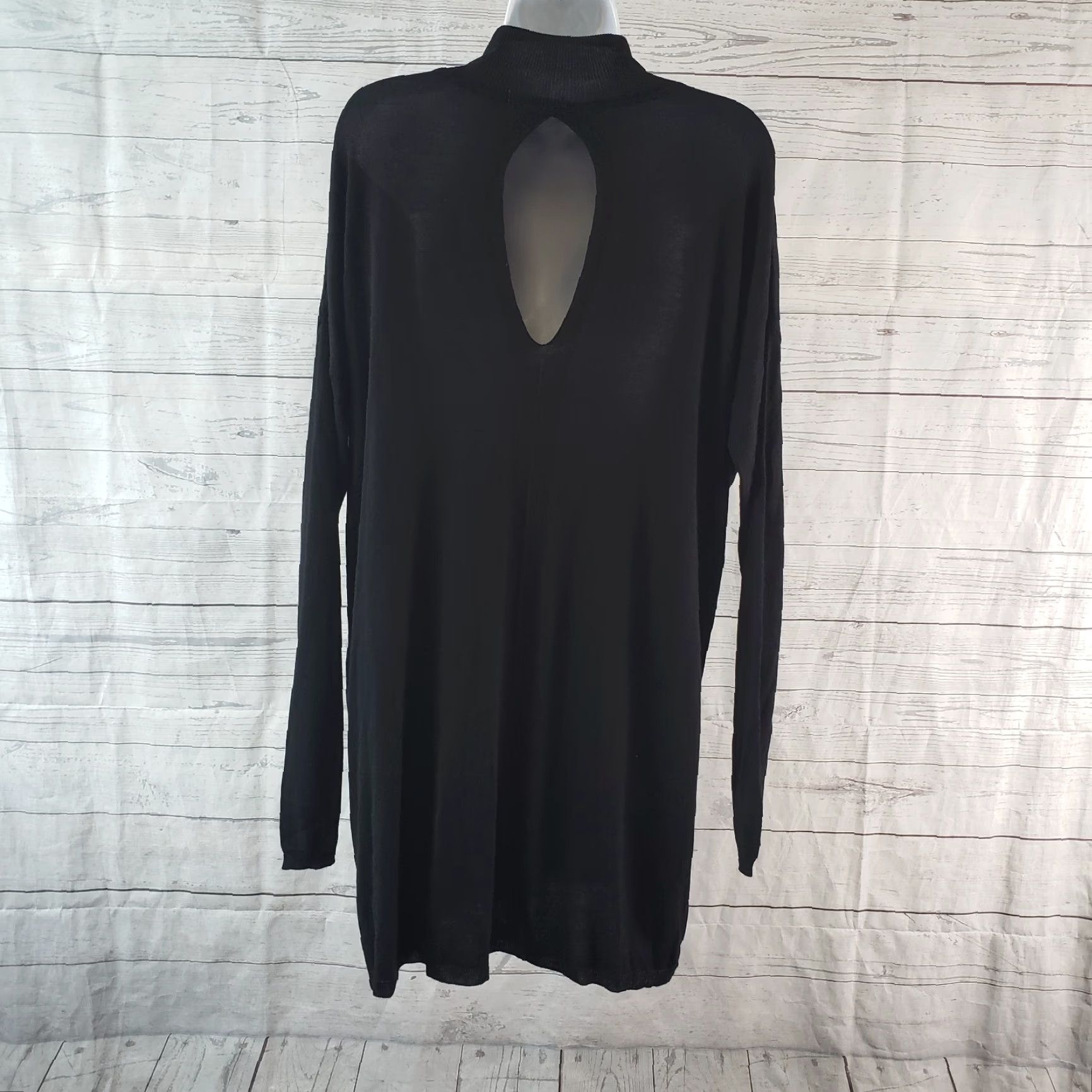 Vintage ZOA New York Womens Sweater Sz Small Black Long Sleeve Mock Neck Cutout Body Tunic SD Size S / US 4 / IT 40 - 4 Thumbnail