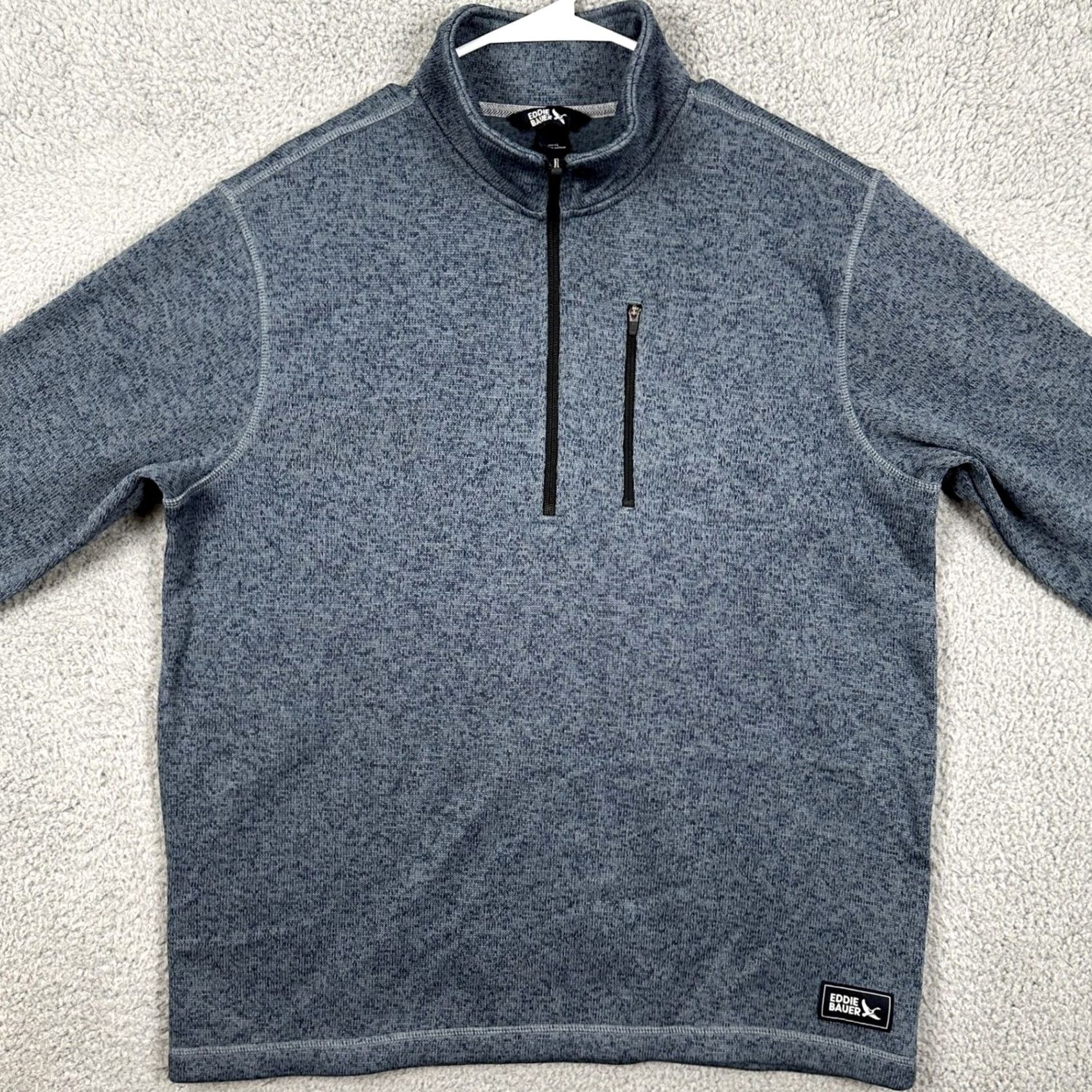 Eddie Bauer Eddie Bauer Pullover Sweater Men Large Blue Fleece Lined Pocket 1/4 Zip Logo Size US L / EU 52-54 / 3 - 3 Thumbnail