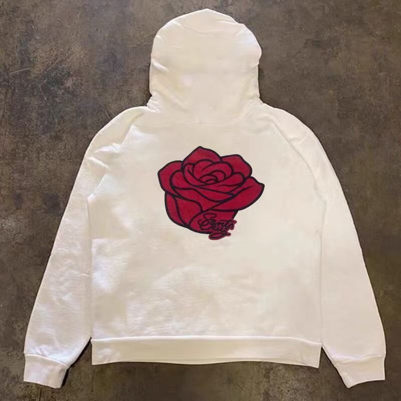 Japanese Brand White casual retro rose print hoodie Size US M / EU 48-50 / 2 - 1 Thumbnail