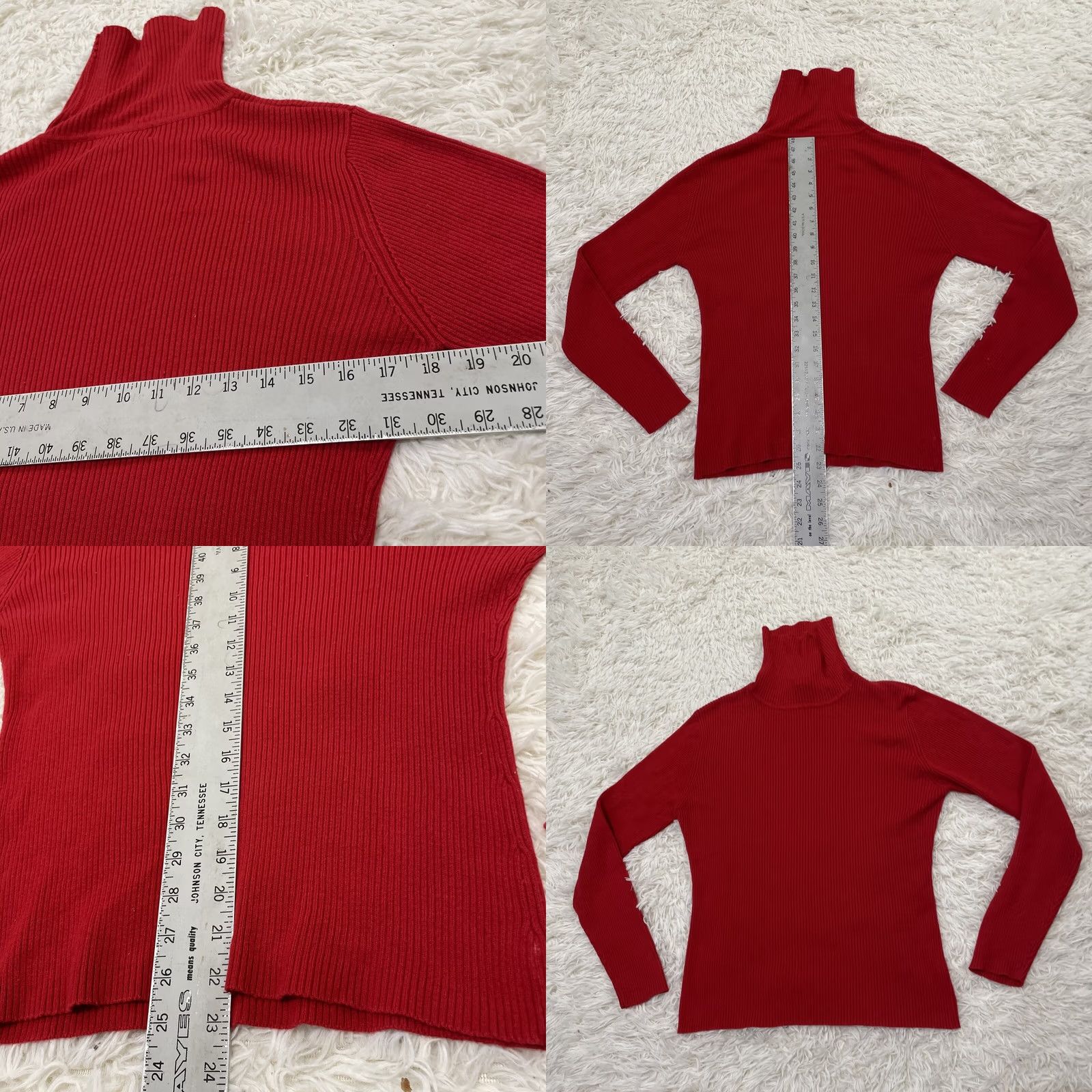 Vintage VINTAGE Casual Corner Turtleneck Sweater Women L Red Ribbed 90s Minimalism Retro 90s Chin Size L / US 10 / IT 46 - 8 Thumbnail