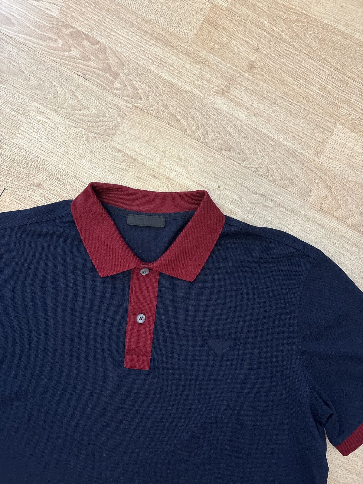 2016 Prada Polo Button Up T-Shirt Triangle Pocket Logo