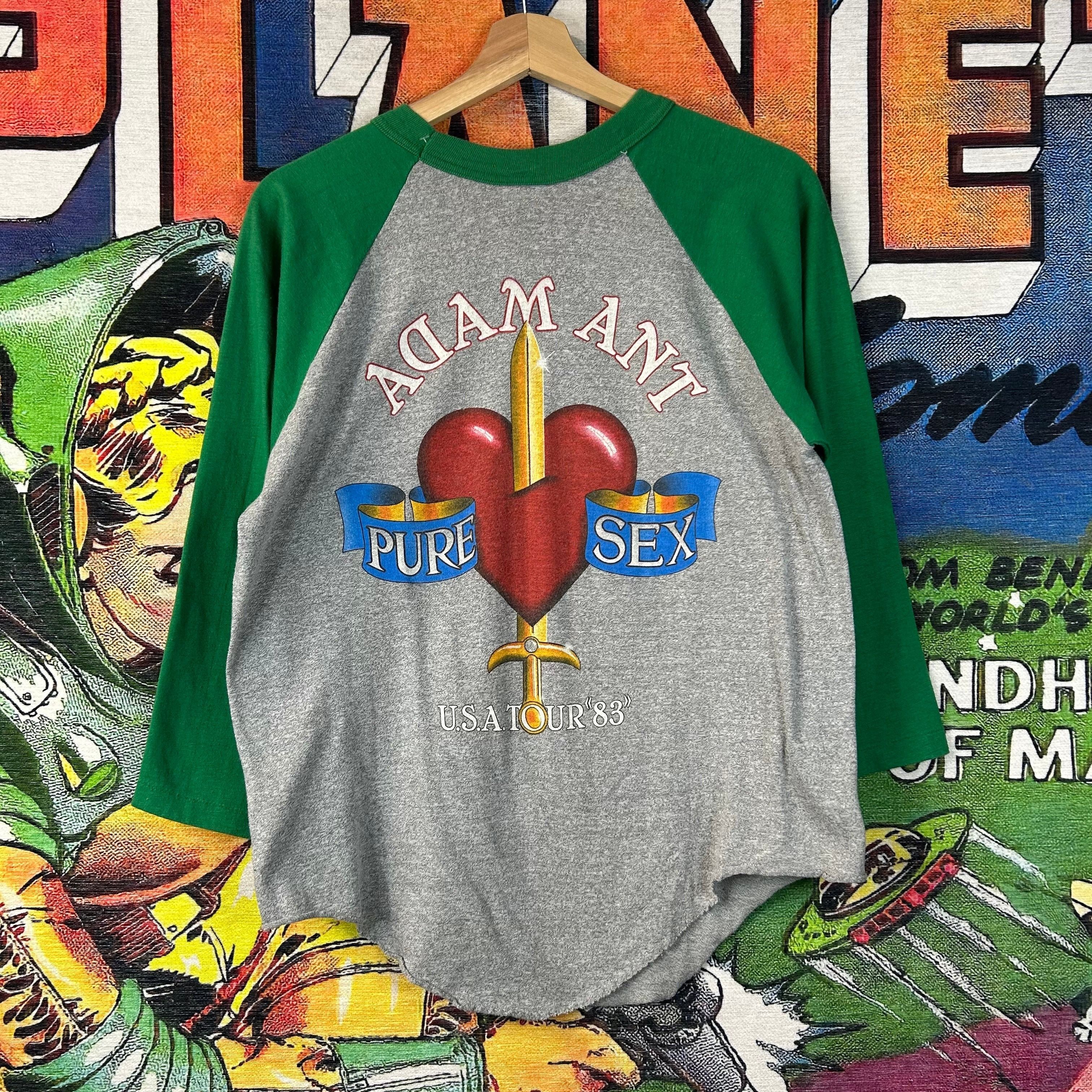 Vintage Vintage 80s 1983 Adam Ant Pure Sex Tour Baseball Raglan Tee Size US L / EU 52-54 / 3 - 2 Thumbnail
