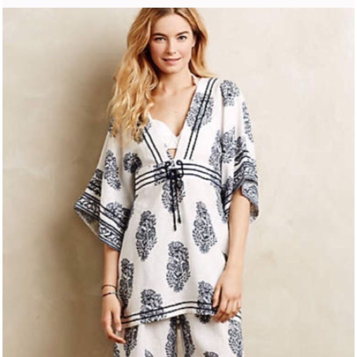 Anthropologie NWT Anthropologie Relaxed Kimono Cover Up Lounge Top | Coast Size M / US 6-8 / IT 42-44 - 3 Thumbnail