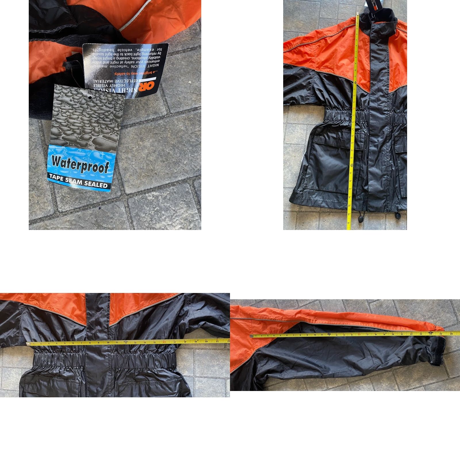 Vintage VINTAGE Jafrum MEDIUM Women's Reflective Waterproof Jacket Black/Orange NEW WITH TAGS Size M / US 6-8 / IT 42-44 - 8 Thumbnail
