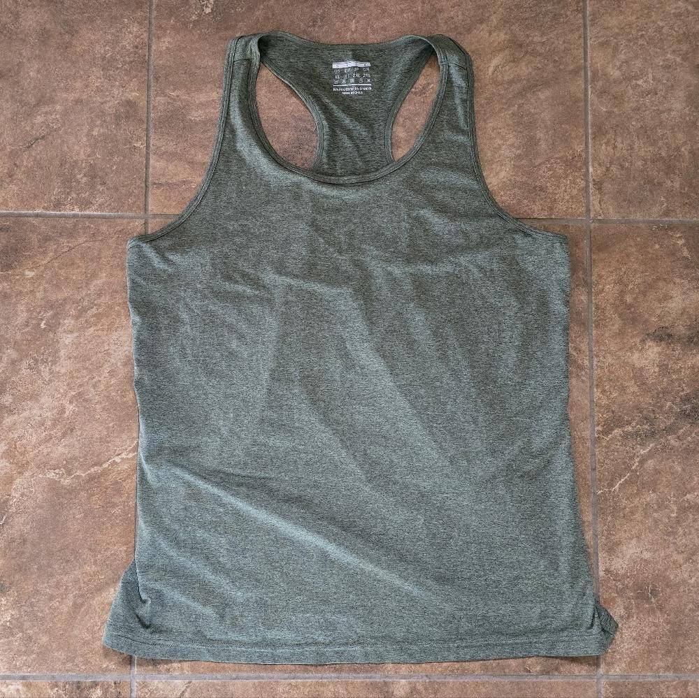 Designer Olive Heathered MagcoMsen Racerback Tank Size XL / US 12-14 / IT 48-50 - 1 Thumbnail