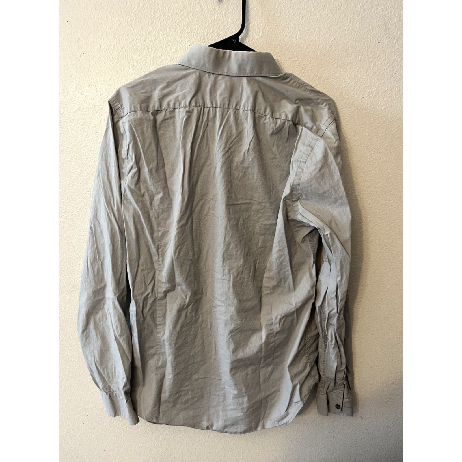 Express Express Dress Shirt Solid Gray Mens Large L Extra-Slim 1MX Size 42R - 2 Thumbnail