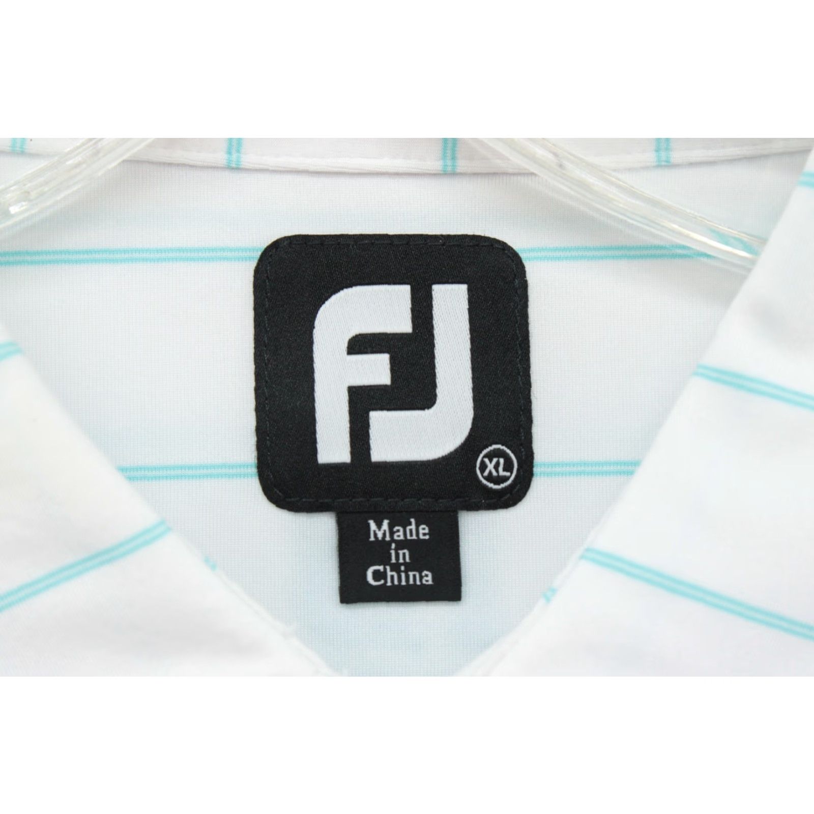 Footjoy FootJoy Polo Shirt Men's XL White Micro Blue Stripe Golf FJ Logo Size US XL / EU 56 / 4 - 5 Thumbnail
