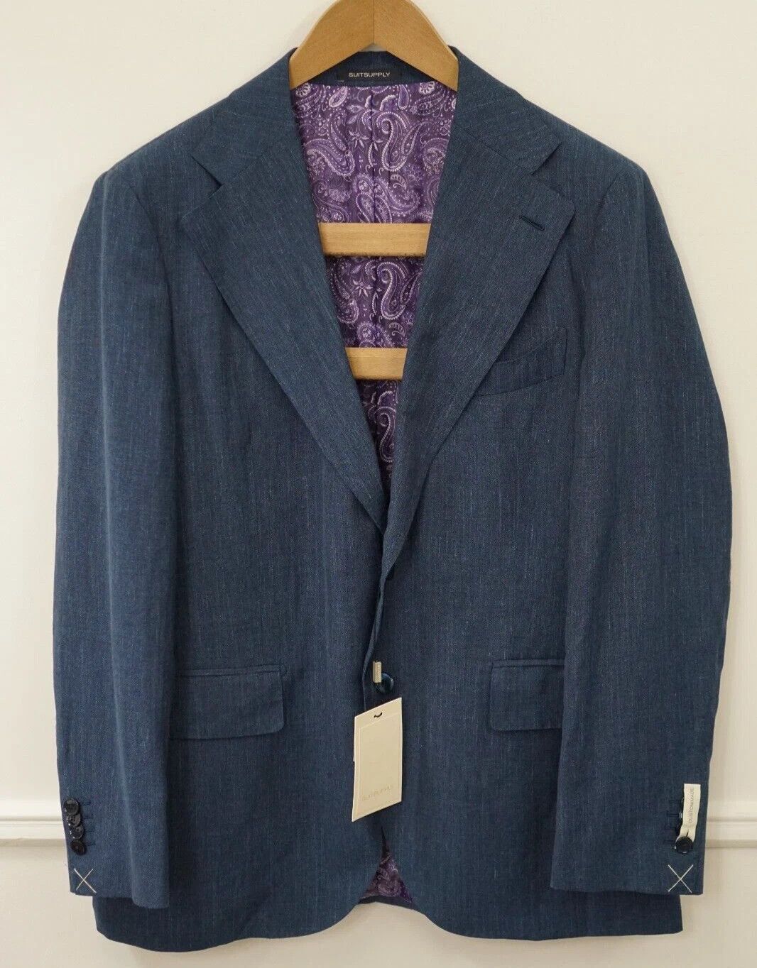 Men Suitsupply Blazer La Spalla Wool Silk Linen Blue US42S