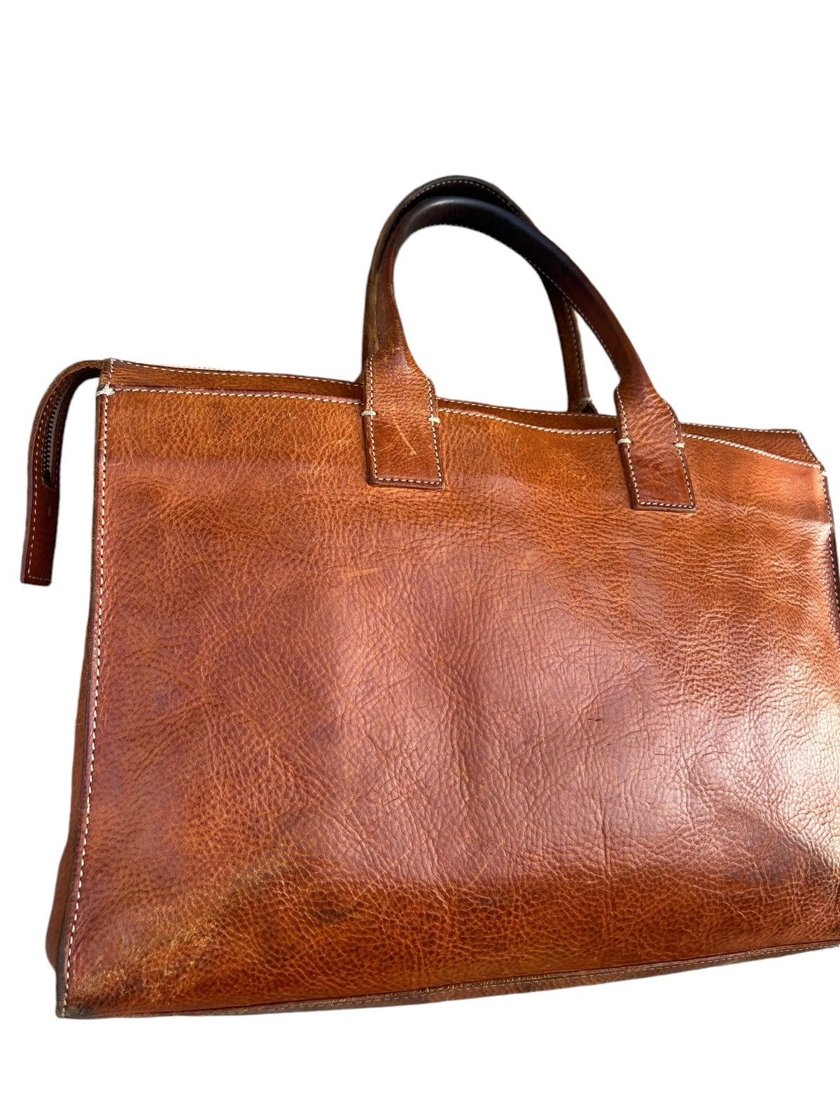 Leather dan Genten Japan Distress Muddy Patina Leather Bag Handle Size ONE SIZE - 7 Thumbnail