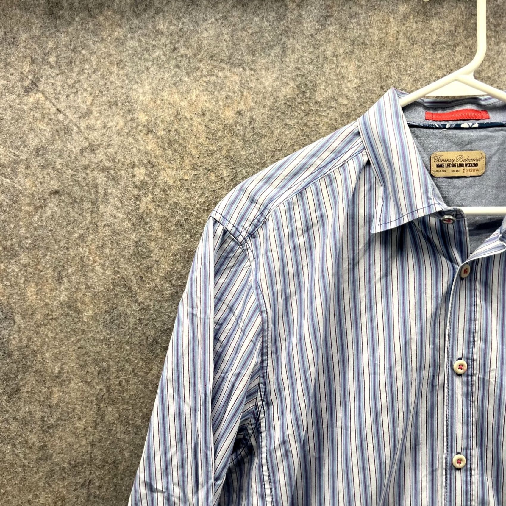 Tommy Bahama VINTAGE Tommy Bahama Shirt Men Large Adult Blue Striped Button-Down Casual Knit Cotton Long Sleeve Size US L / EU 52-54 / 3 - 4 Thumbnail