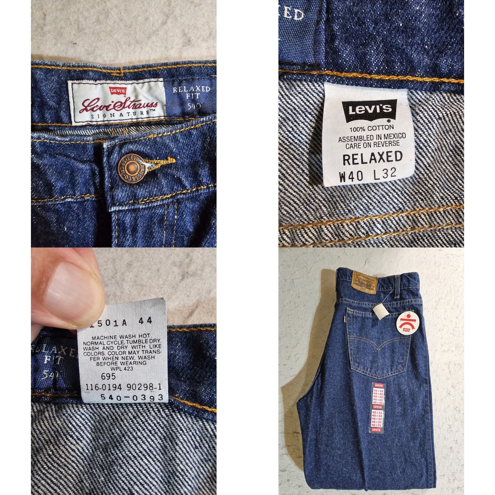 Levi's VINTAGE Levi's 540 Signature Relaxed Fit Jeans 40x32 Mens Blue Medium Wash 5-Pocket Design United States USA Distressed No Size US 40 / EU 56 - 9 Thumbnail