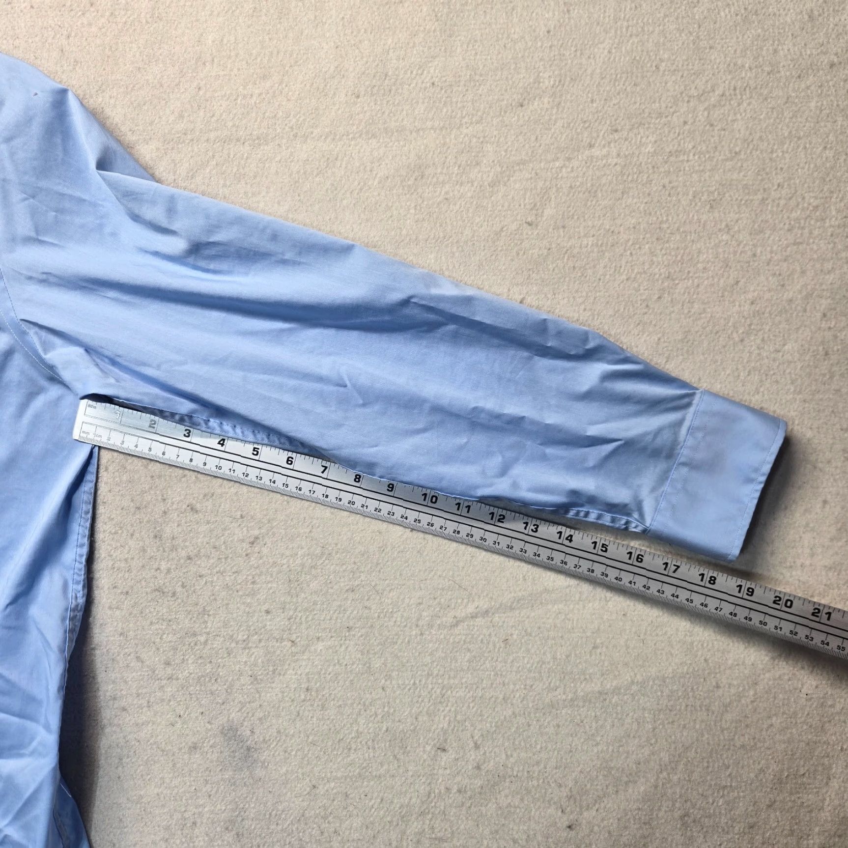 George George Solid Blue Long Sleeve Button-Up Shirt M Adult Mens Size M 38-40 Blue Shirt Size US M / EU 48-50 / 2 - 5 Thumbnail