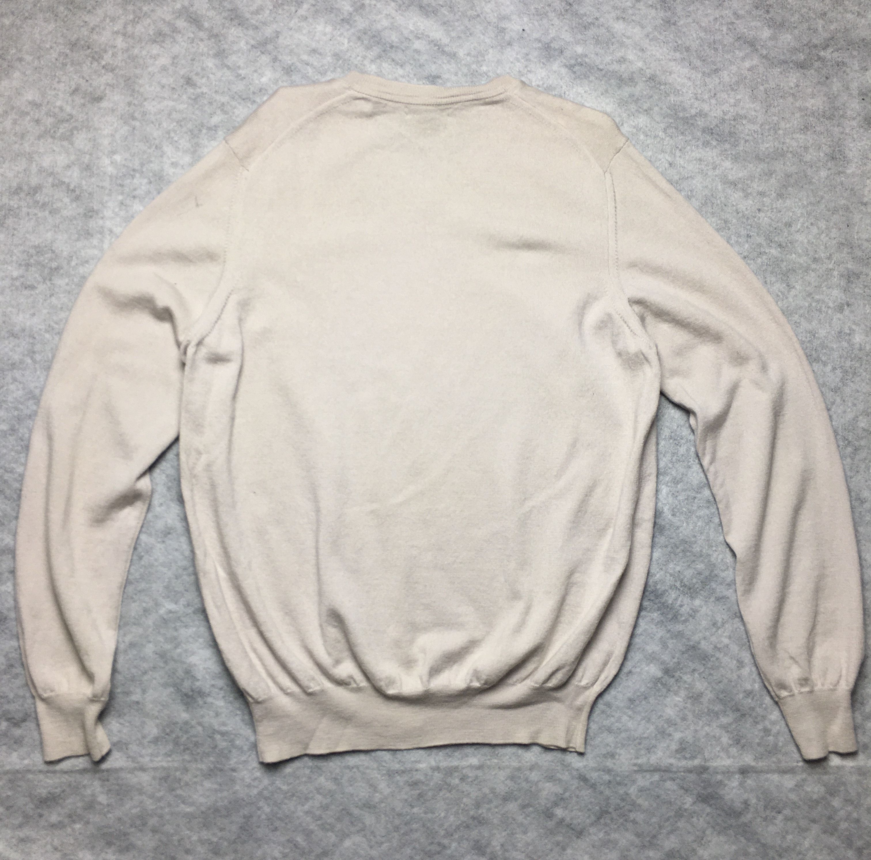 Burberry Mens Beige Merino Wool Sweater Jumper V-Neck