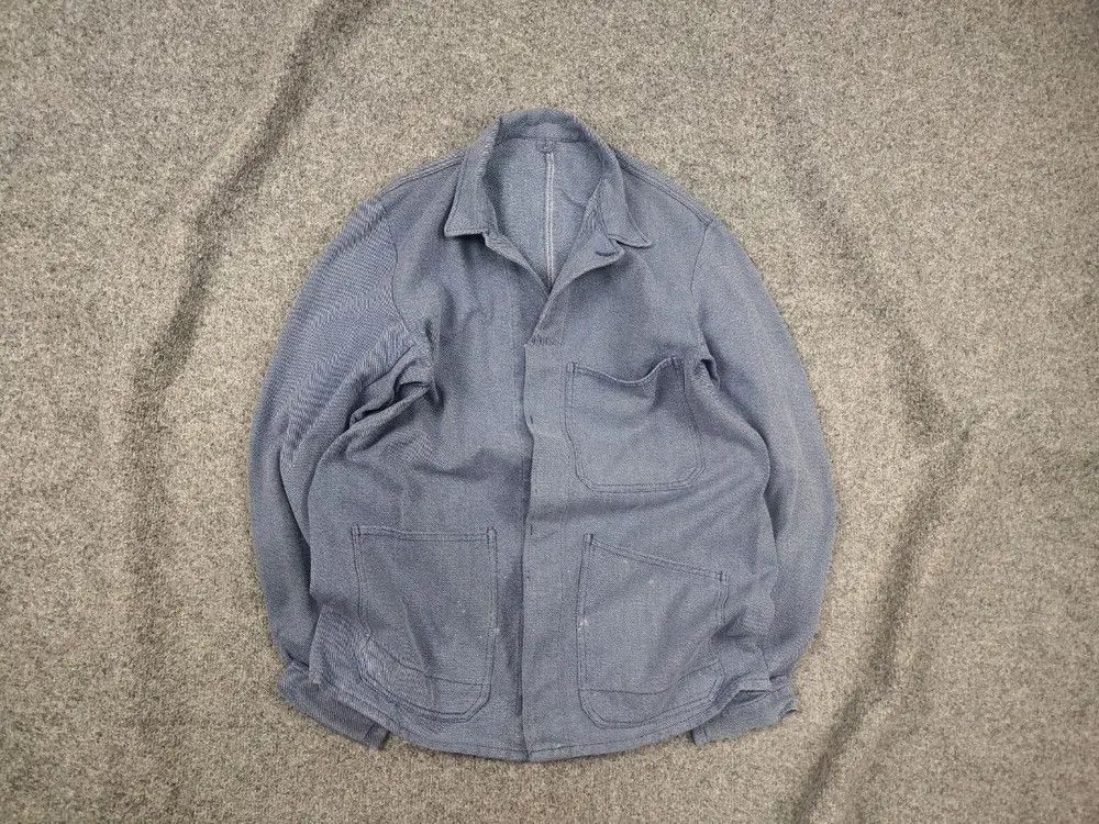 Vintage Vintage 70's German Work Sanfor Hickory Faded Chore Jacket Size US L / EU 52-54 / 3 - 1 Thumbnail