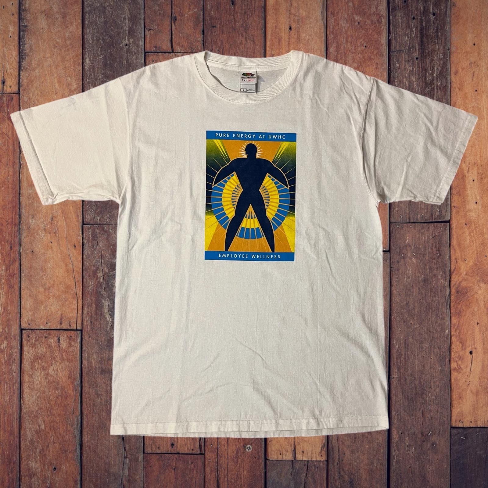 Fruit Of The Loom VTG 90s Pure Energy at UWHC WHT Casual Graphic Tee Size US L / EU 52-54 / 3 - 1 Thumbnail