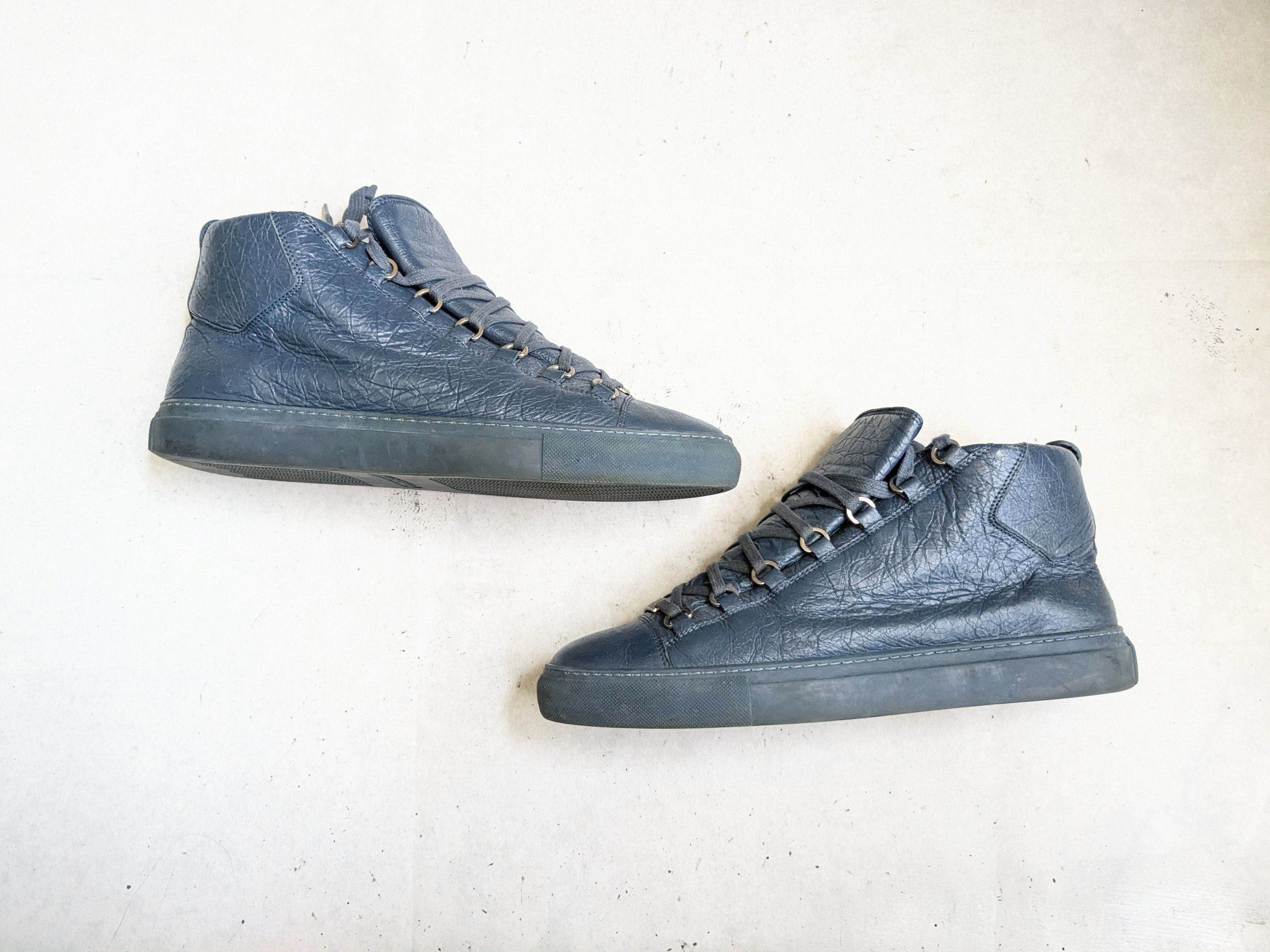 Balenciaga Balenciaga Arena Sneakers Blue 11 High Tops Leather Size US 12 / EU 45 - 1 Thumbnail
