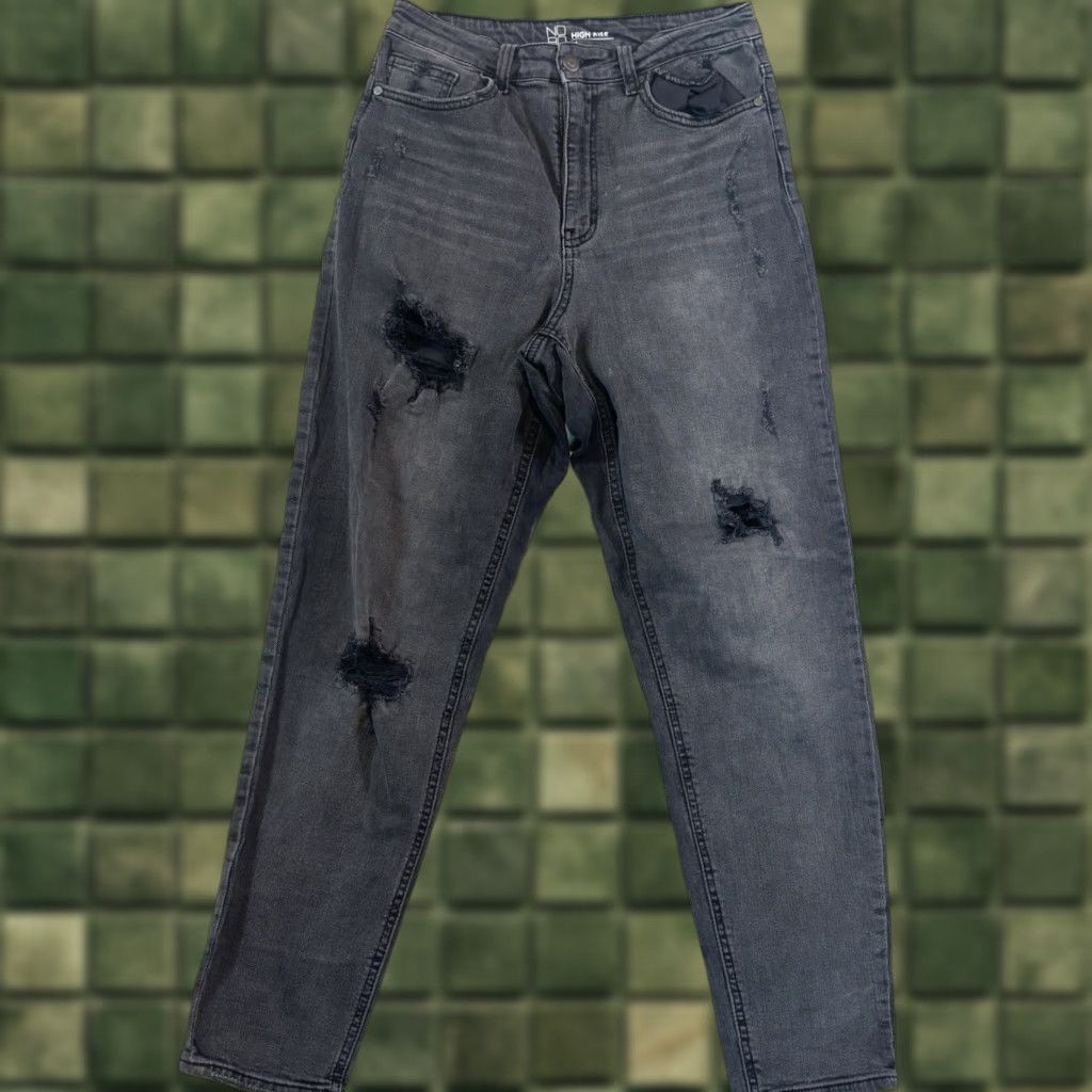Vintage NO BO Women's High-Rise Black Denim Jeans Distressed Skinny Size 11 Size 32" / US 10 / IT 46 - 1 Thumbnail