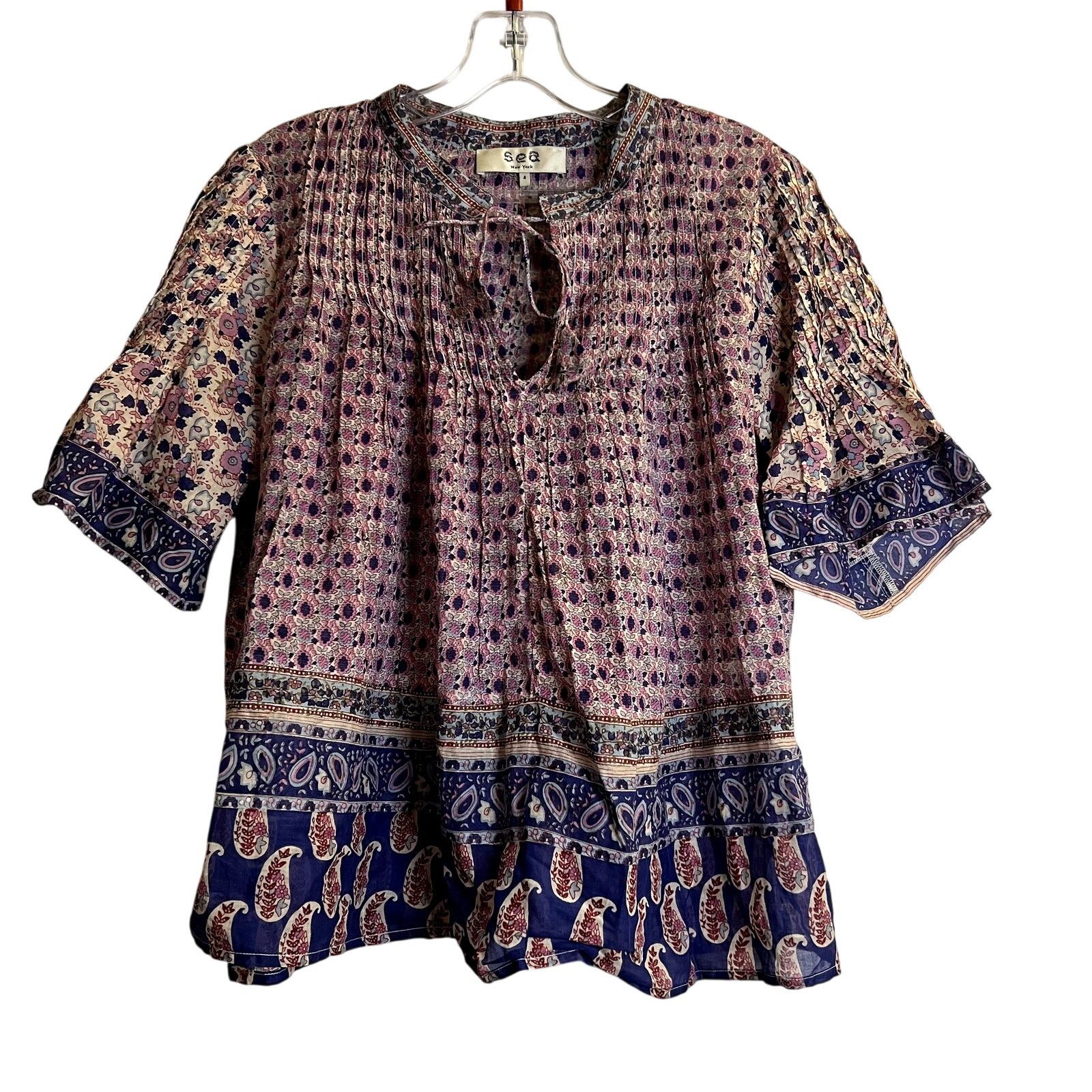 Sea New York Sea New York Bianca Pintucked top violet Blouse Size 4 Size S / US 4 / IT 40 - 3 Thumbnail