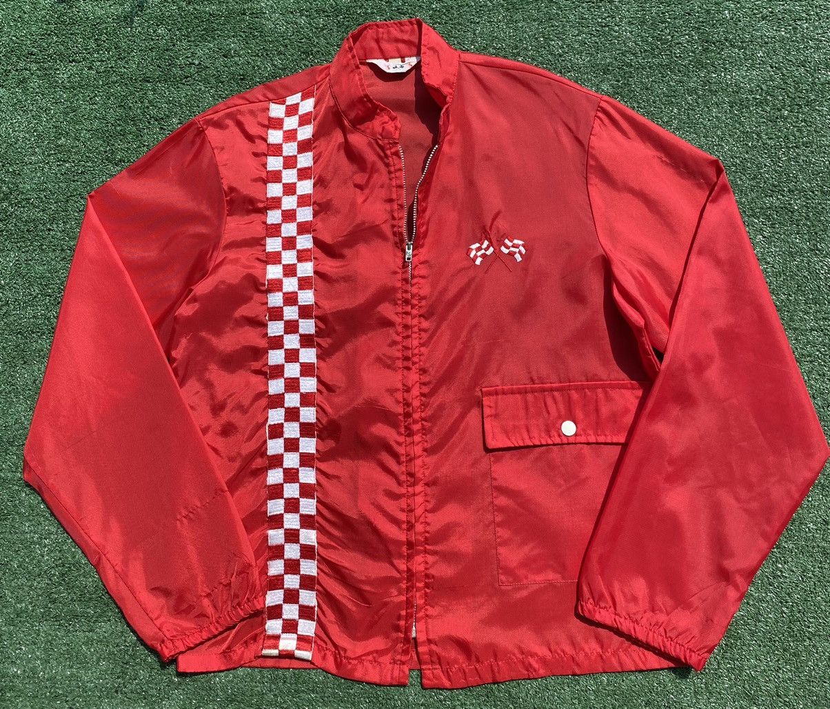 Vintage Vintage 70’s Racer Red Checkered Flag Lightweight Jacket | Grailed