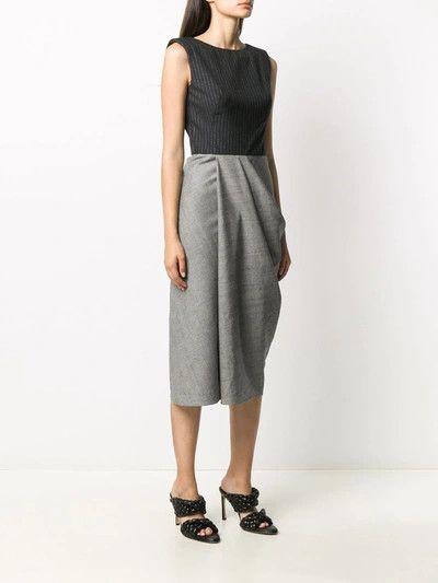Alexander McQueen o1y0325 Midi Dress in Navy Blue & Grey Size S / US 4 / IT 40 - 4 Thumbnail
