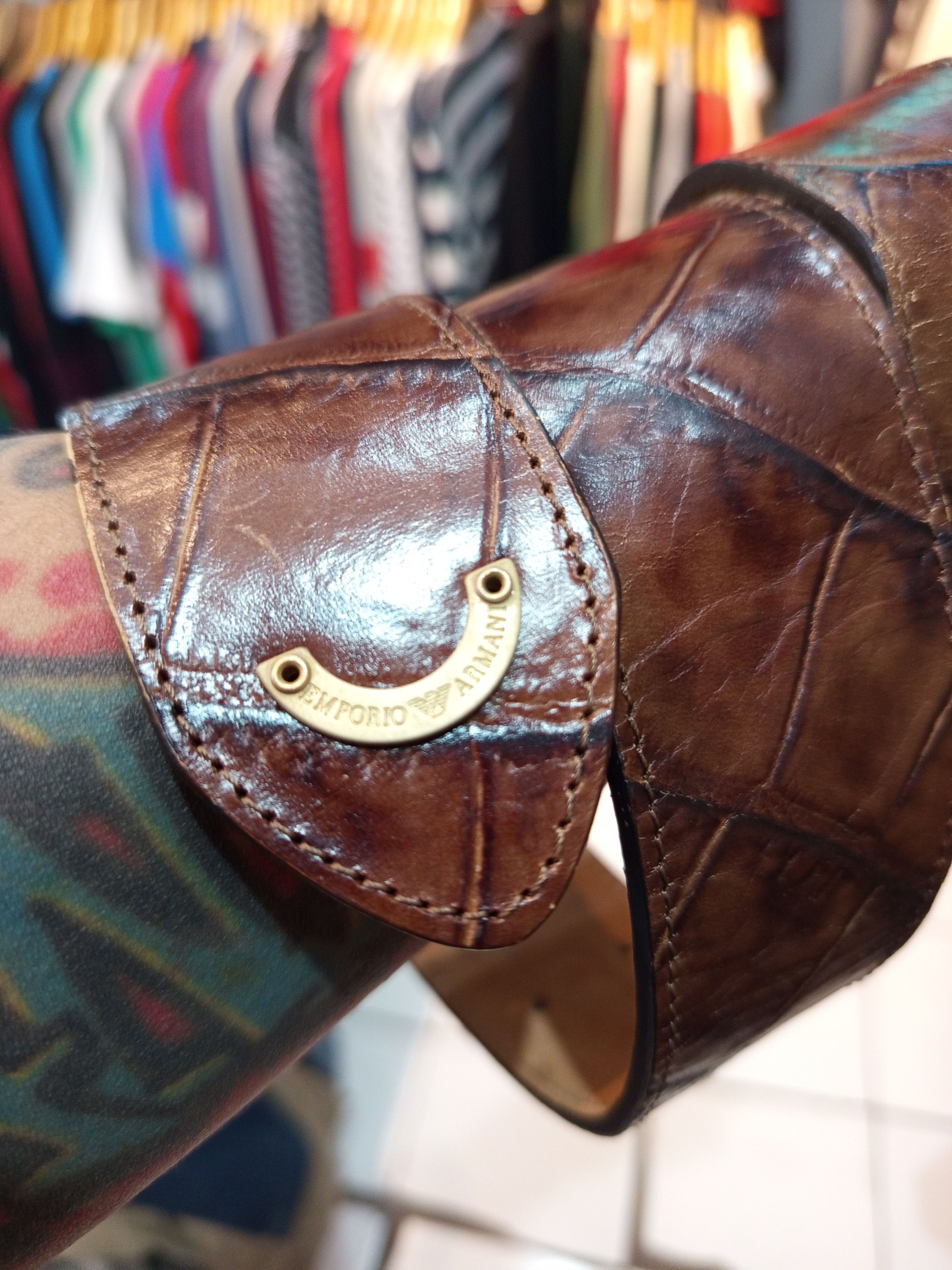 Emporio Armani Leather Belt Croc Embossed