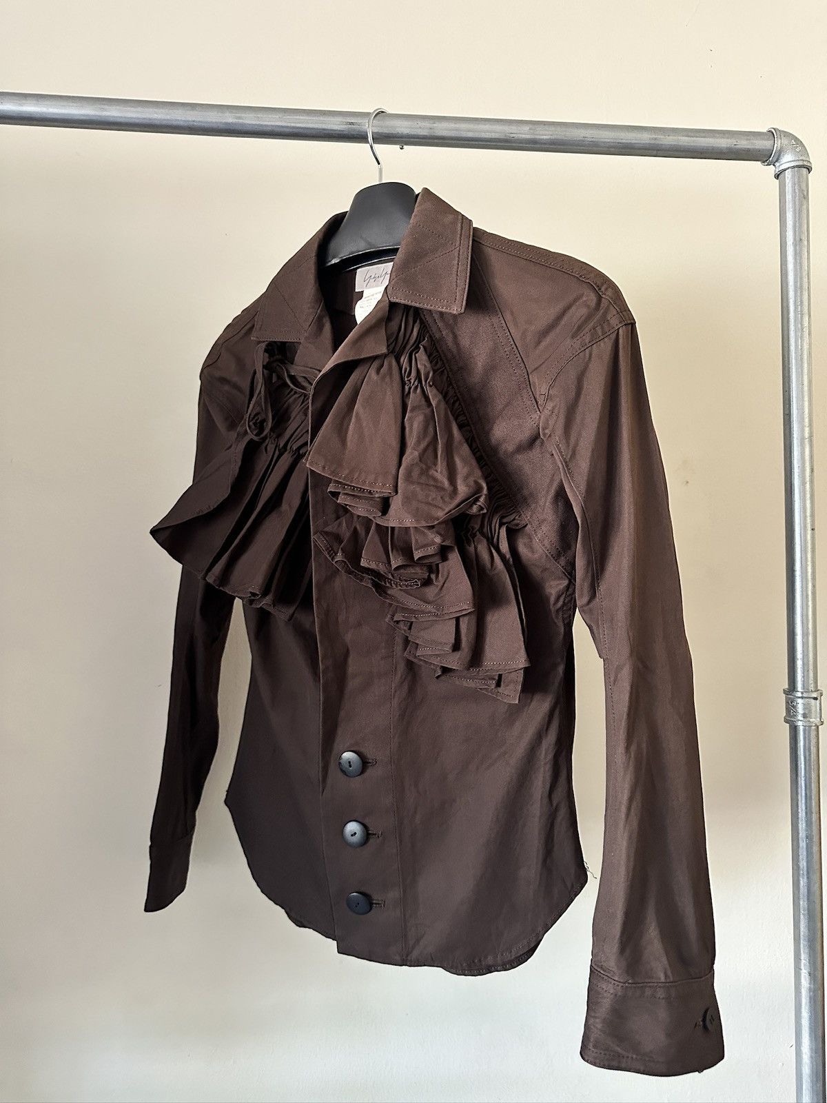 Yohji Yamamoto SS2006 Yohji Yamamoto 3 Button Stained Ruffle Shirt Size S / US 4 / IT 40 - 2 Thumbnail