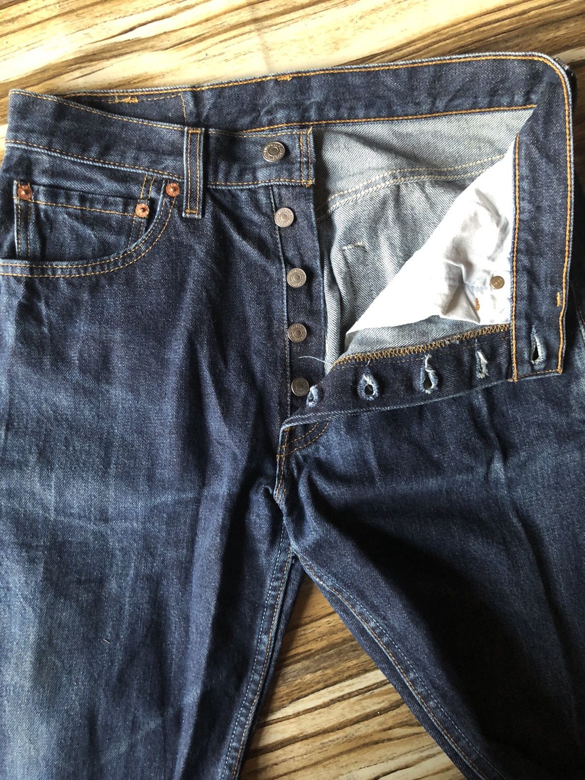 Levi's Size 31x34 Vintage 501 USA Button Fly Late 90s Blue Denim Size US 28 / EU 44 - 7 Thumbnail