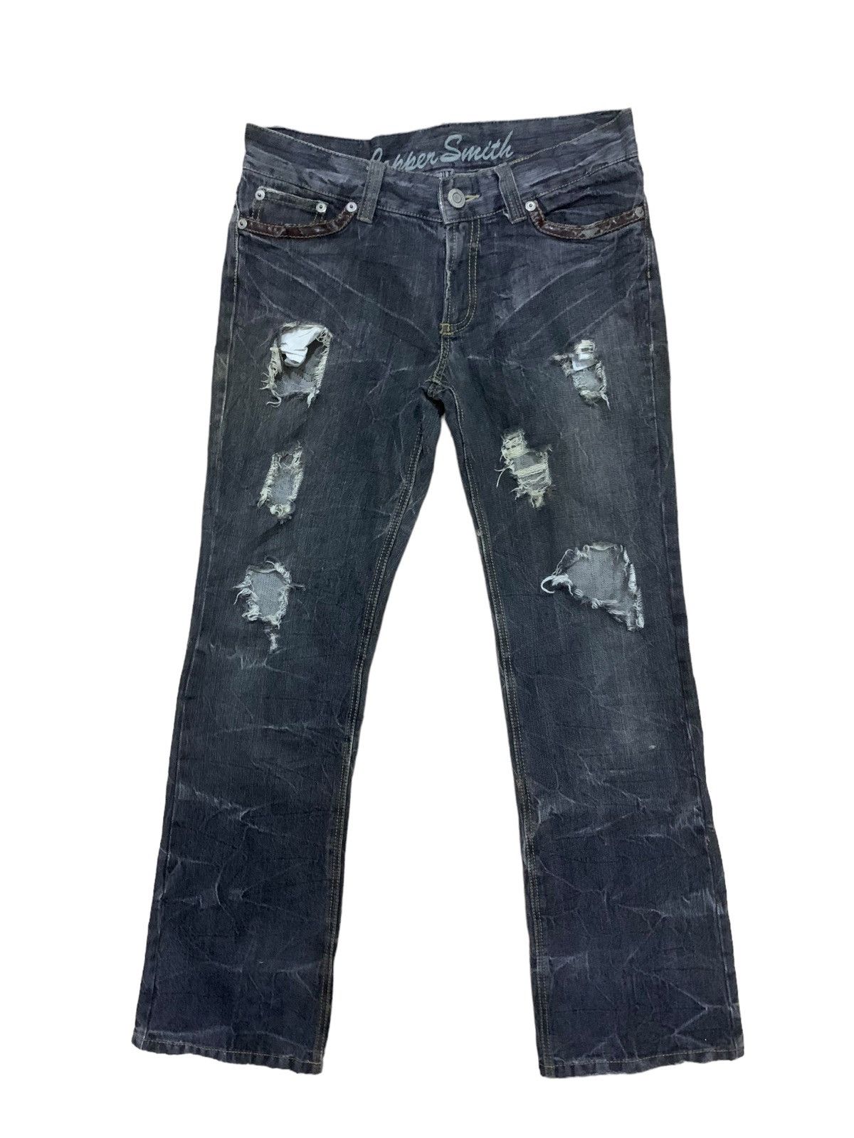 image of If Six Was Nine x Le Grande Bleu L G B Vintage Capper Smith Punk Distress Jeans in Dark Grey (Size 