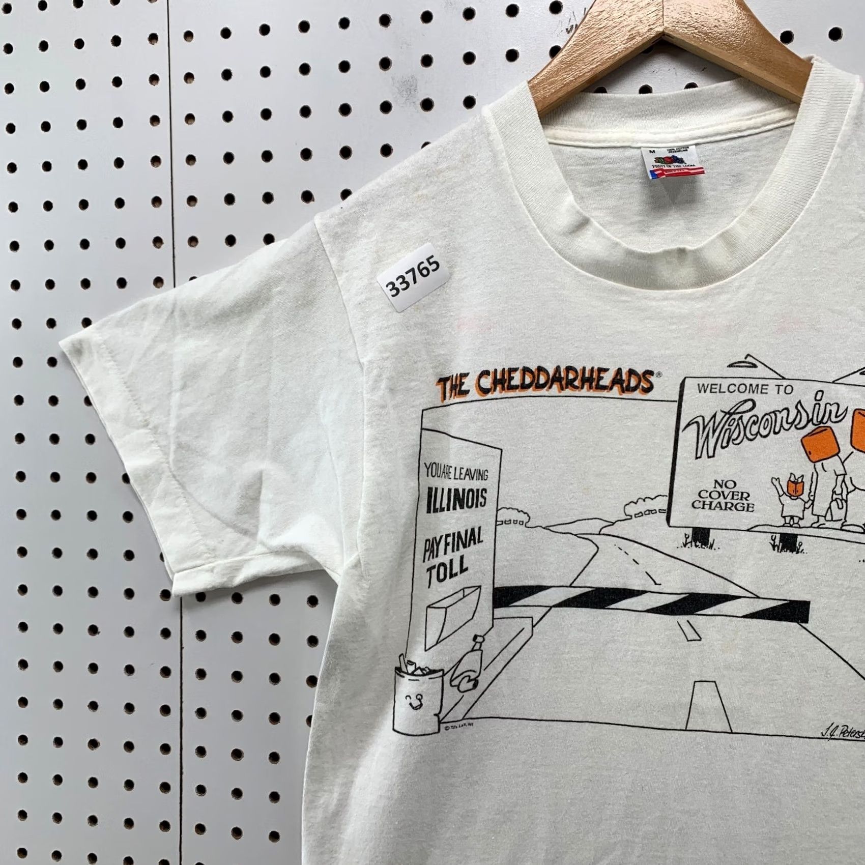 Fruit Of The Loom VINTAGE Wisconsin Cheddar Heads Funny Shirt Men M White 90s USA 17x27.5 Mens Size US M / EU 48-50 / 2 - 7 Thumbnail