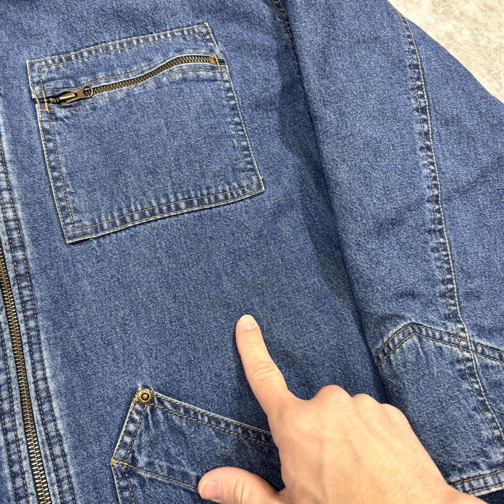 Liz Claiborne Claiborne Jacket Mens Large Blue Denim Quilted Lined Zip Front Workwear Pockets Size US M / EU 48-50 / 2 - 3 Thumbnail