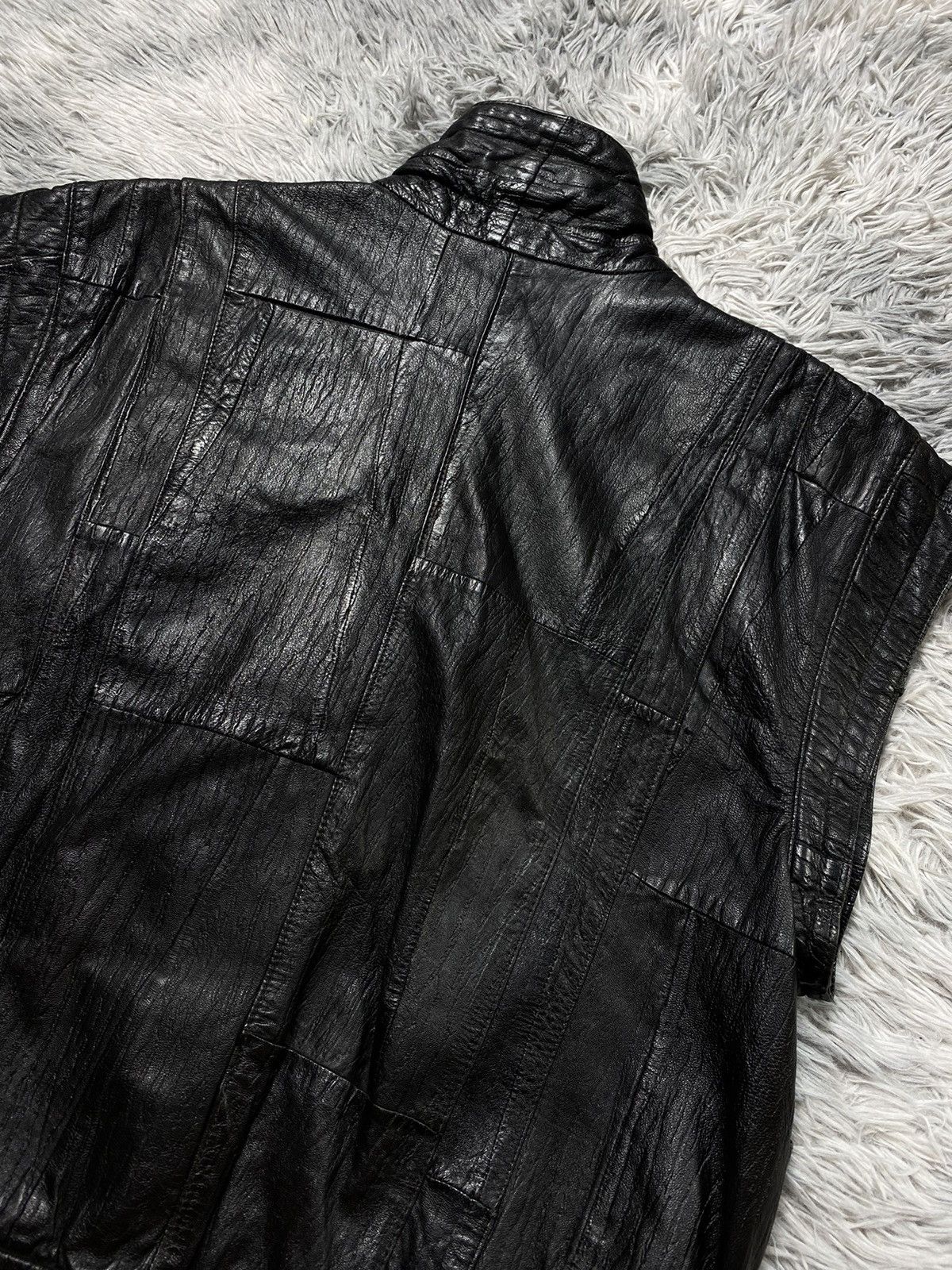 Genuine Leather Disstresed Vintage Black Sleeveless Jacket 36 Japanese Brand Size 36R - 8 Thumbnail