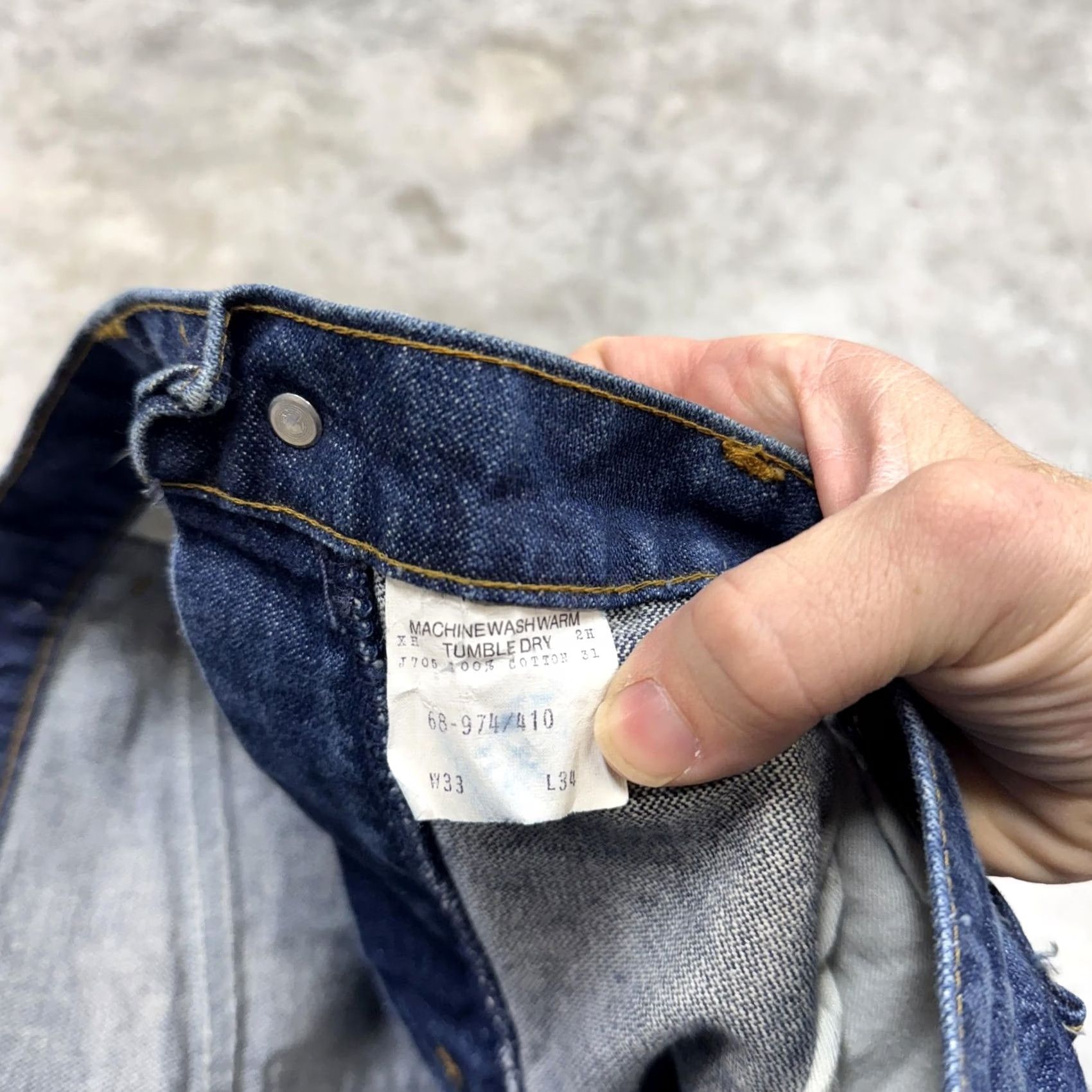 Denime VINTAGE Dee Cee Jeans Mens 33x34 Blue Denim Straight Leg Adjustable Cuff 90s Size US 33 - 4 Thumbnail