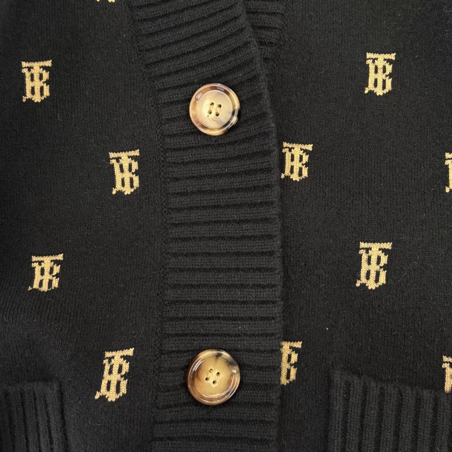 Burberry BURBERRY TB All Over Print Black Knit Cardigan L Size L / US 10 / IT 46 - 7 Thumbnail