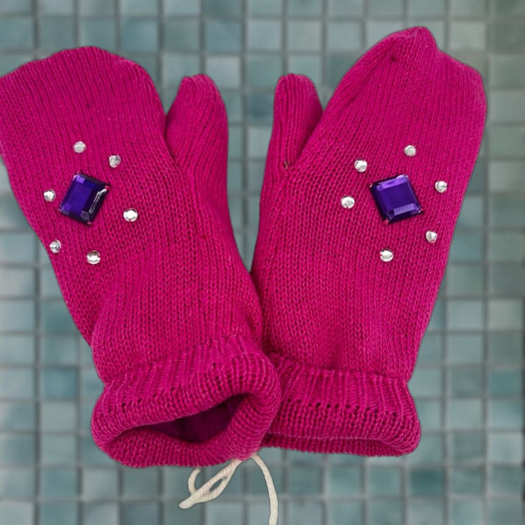 Pinko HANDMADE Mittens Women M Multicolor Recycled Acrylic Fleece Lining Fall Winter Size M / US 6-8 / IT 42-44 - 1 Thumbnail