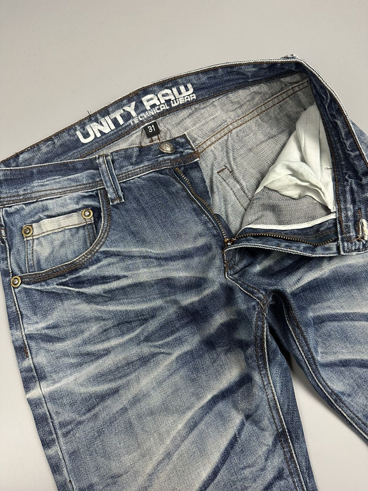 If Six Was Nine × Le Grande Bleu (L.G.B.) Distressed Unity Raw Whiskered Denim Size US 31 - 9 Thumbnail