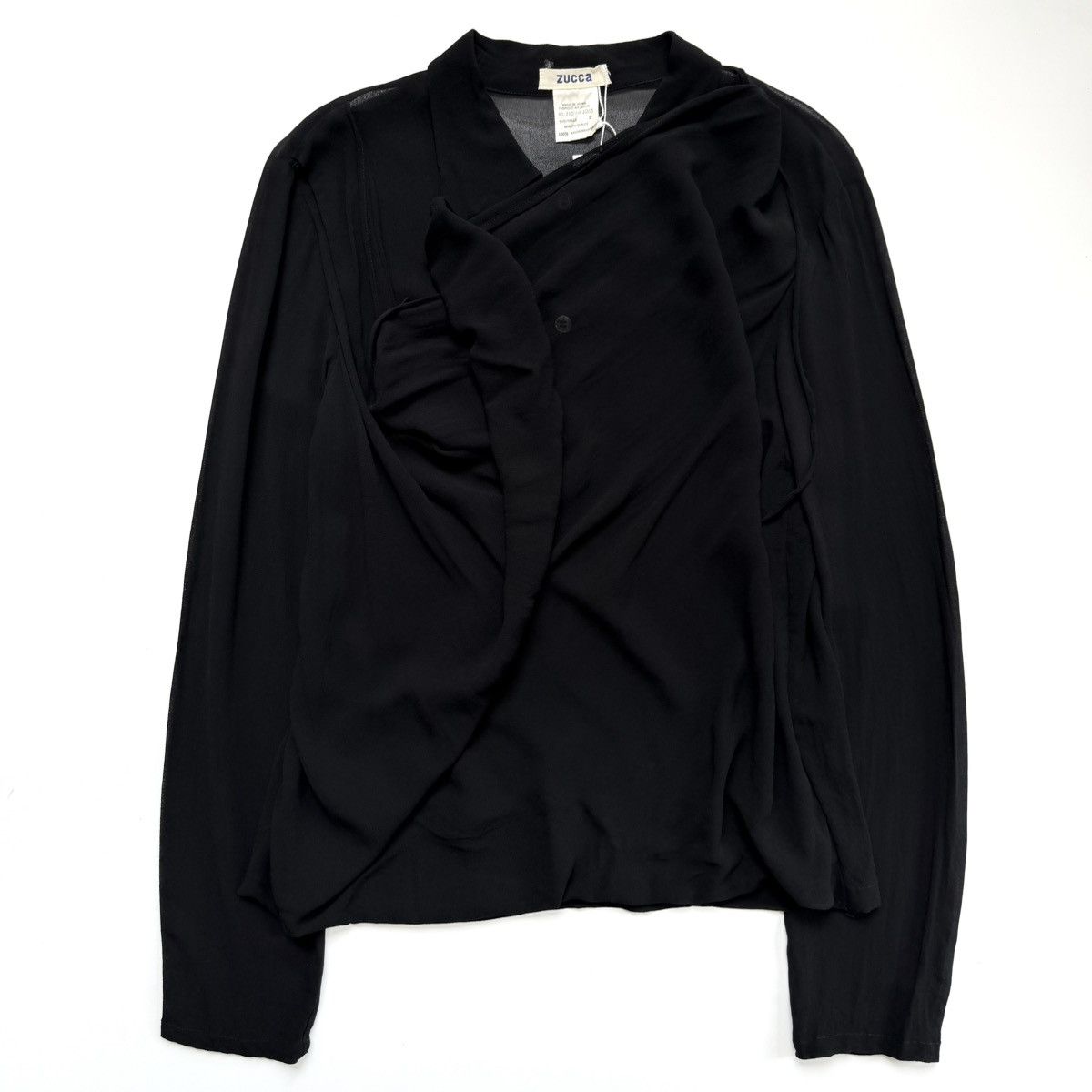 Zucca ZUCCA AW1992 Cowl Draped Layered Mesh Button Shirt Size US M / EU 48-50 / 2 - 3 Thumbnail