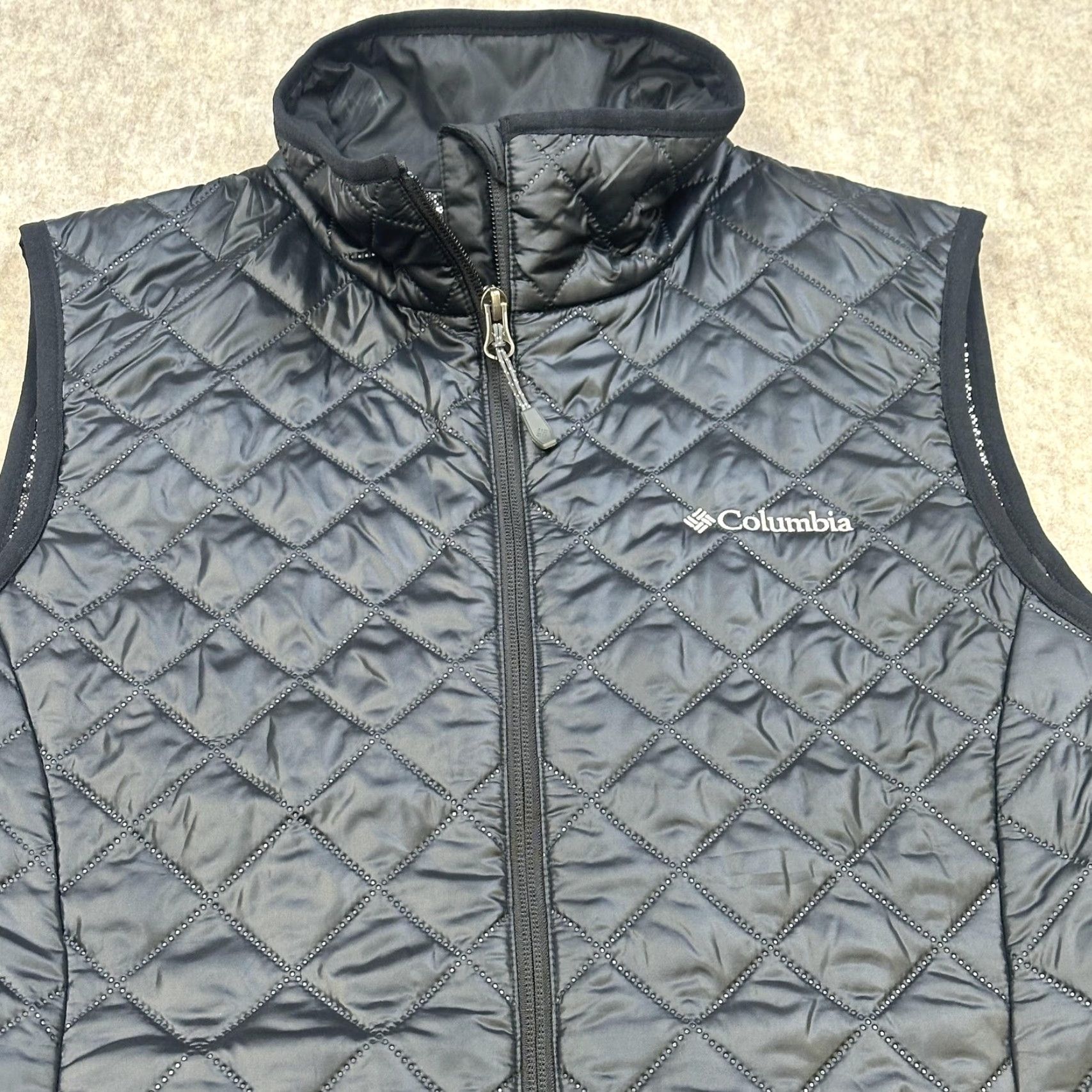 Vintage Columbia Vest Womens Medium Black Omni-Heat Quilted Insulated Full Zip Pockets Size M / US 6-8 / IT 42-44 - 2 Thumbnail